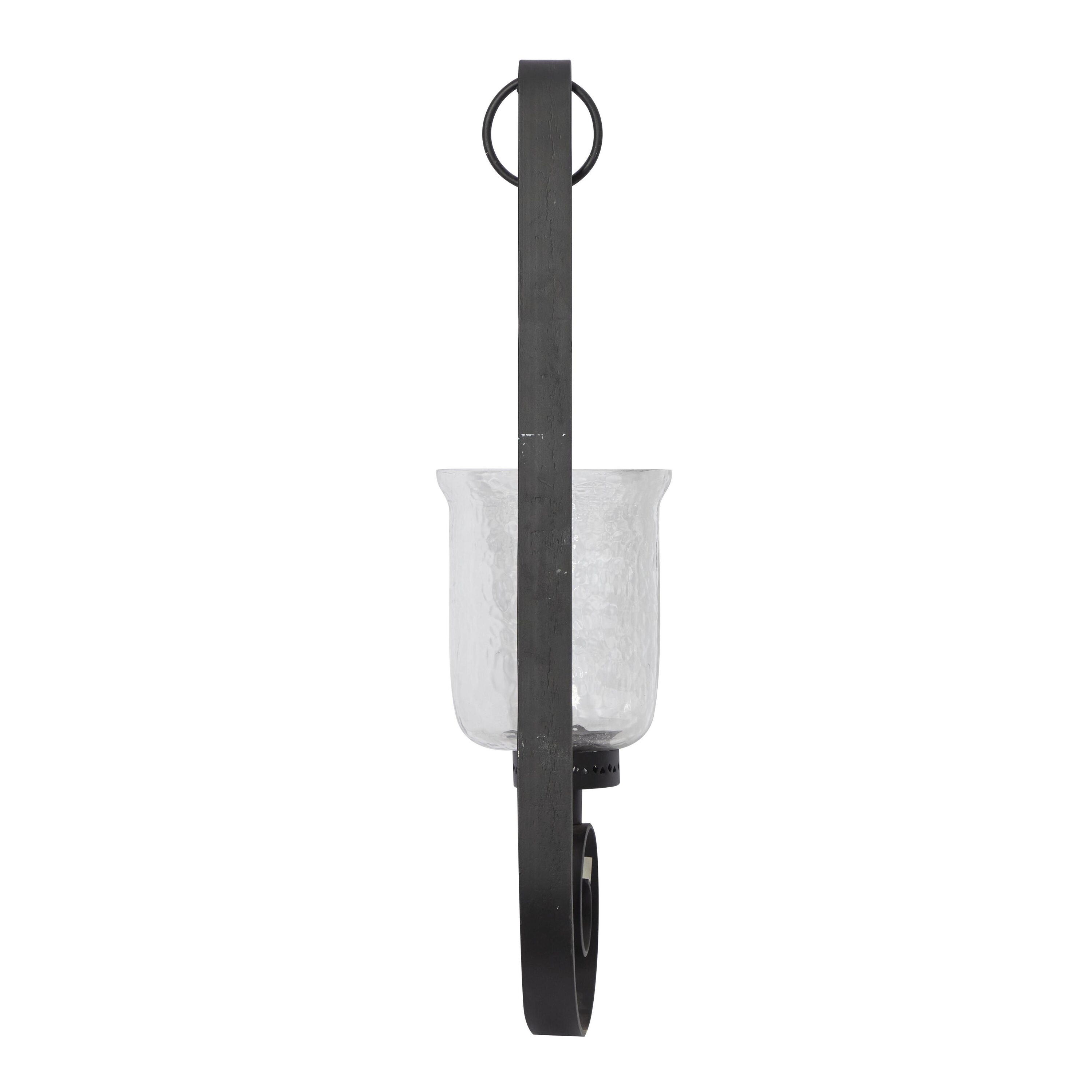 Elegant Black Metal and Glass 31" Handcrafted Pillar Wall Sconce