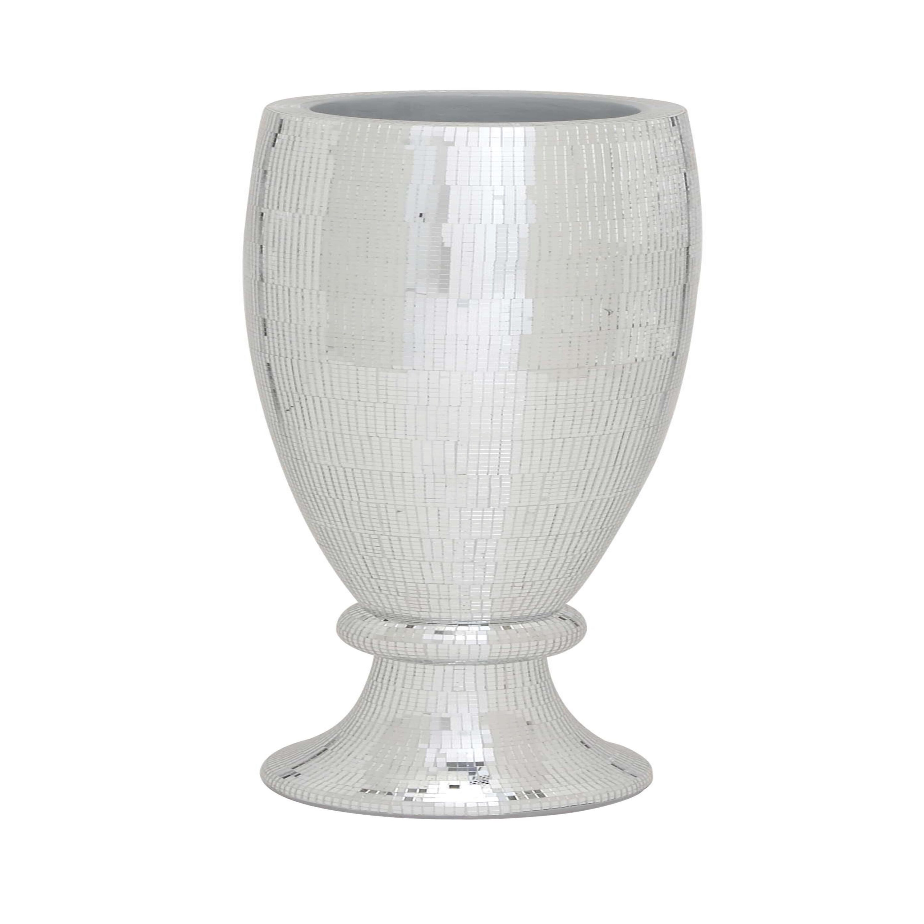 Tall Silver Mosaic Mirror Inlay Decorative Floor Vase