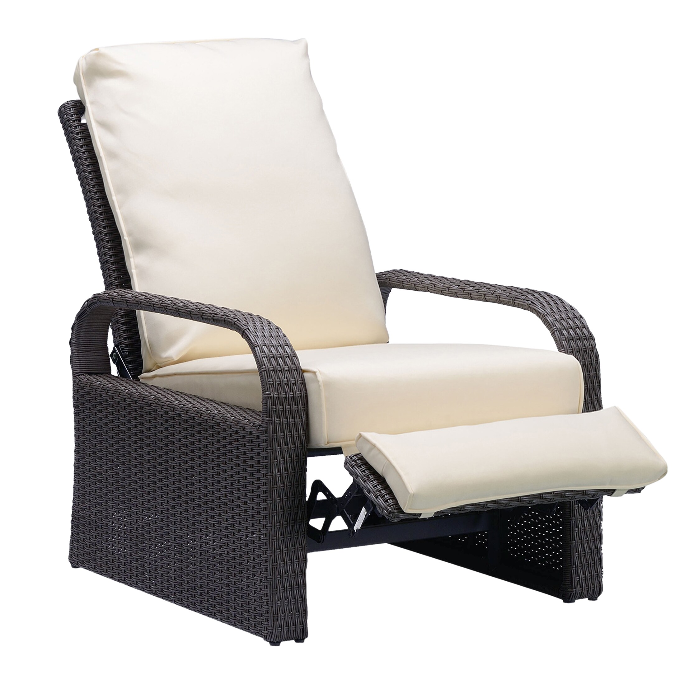 CESICIA Patio Chairs Beige Aluminum Frame Stationary Recliner Chair ...