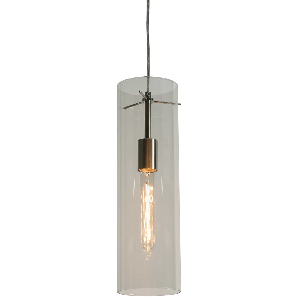 Decovio  MON05MBSNCL Montauk 1 Light 463 inch Satin Nickel Pendant Ceiling Light in Clear Glass