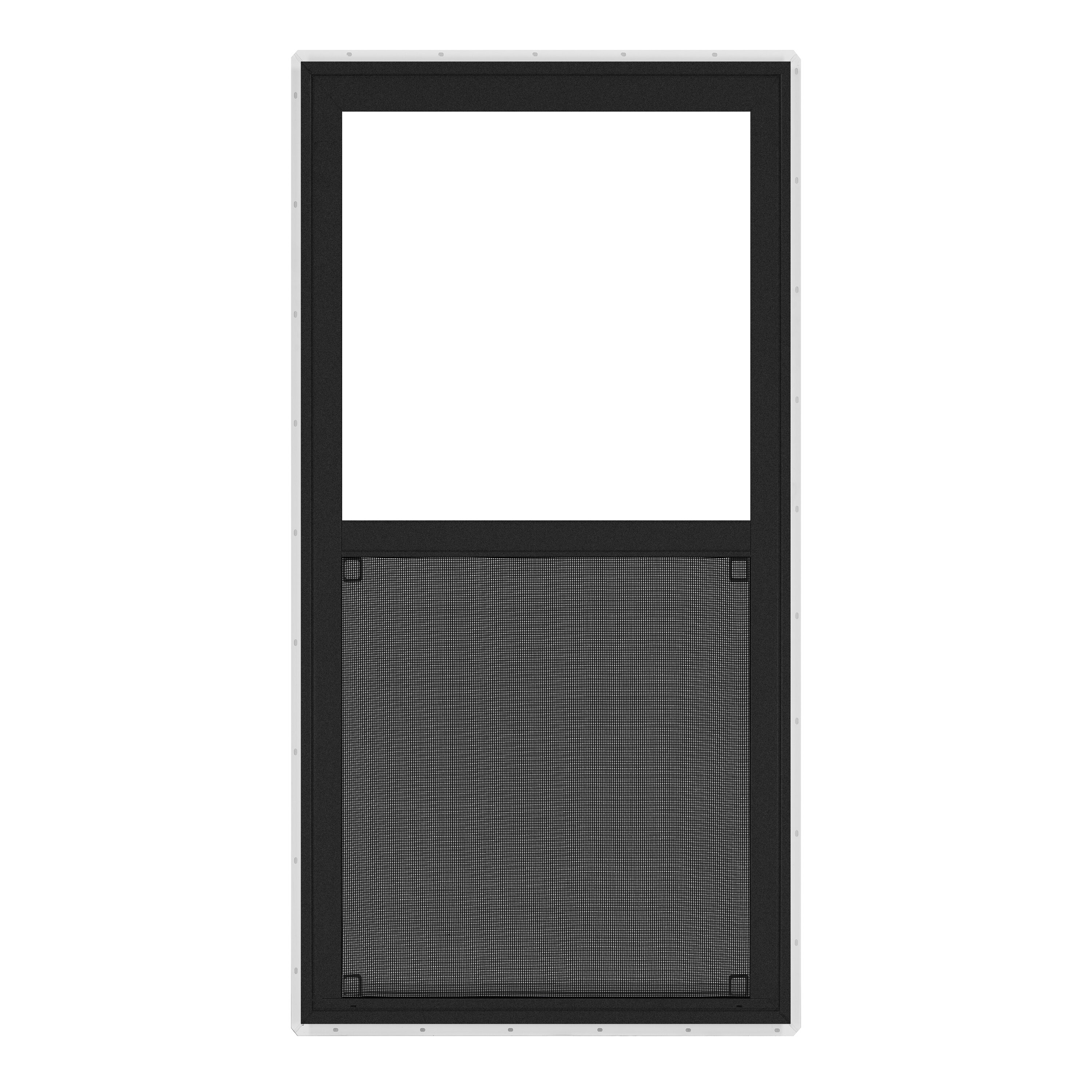RELIABILT 32513660RBSHBLK Series 3251 35-1/2-in x 59-1/2-in Black Exterior Vinyl New construction Single Hung Window Low-E Double Pane Glass (Half Screen Included)