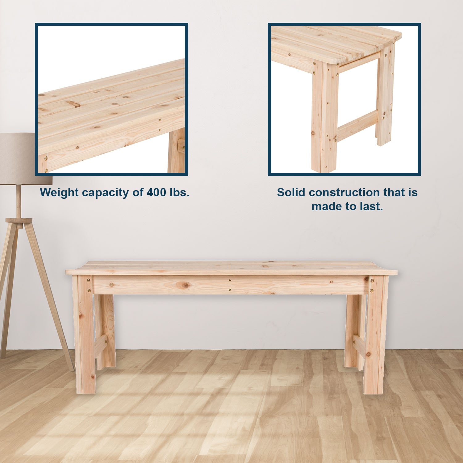 Natural Cedar 4-Foot Backless Garden Bench