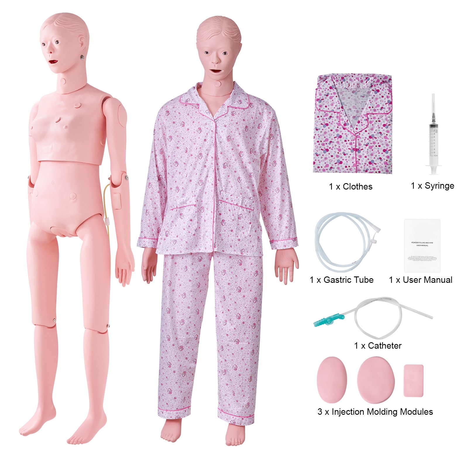 VEVOR Nursing Training Manikin  Female Life Size Demonstration Human Manikin for Nursing Training  Multifunctional Education Teaching Model Supplies  PVC Anatomical Mannequin Body Care Simulator Model