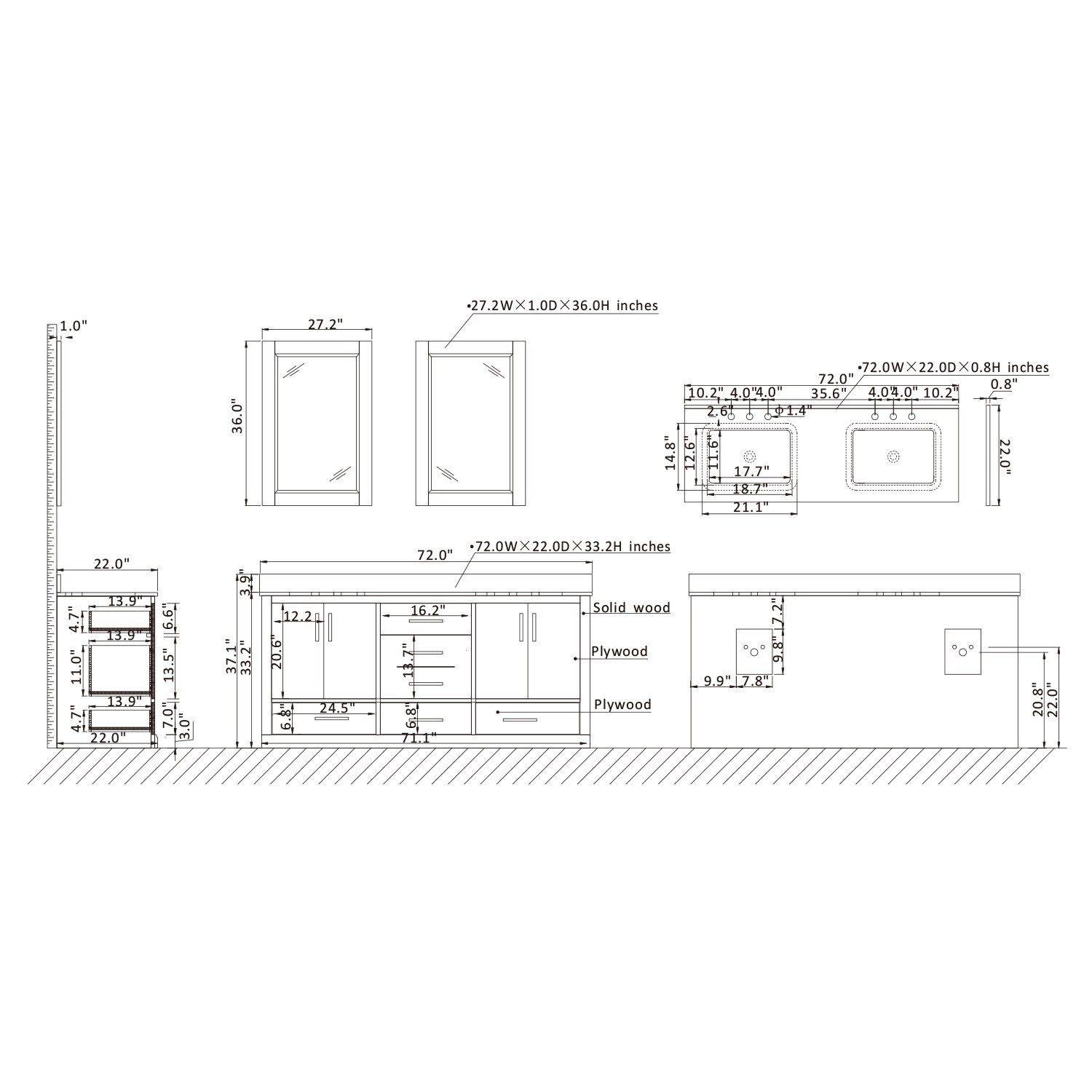 Altair 544072-WH-CG Bath-Vanity-Combo - View #10