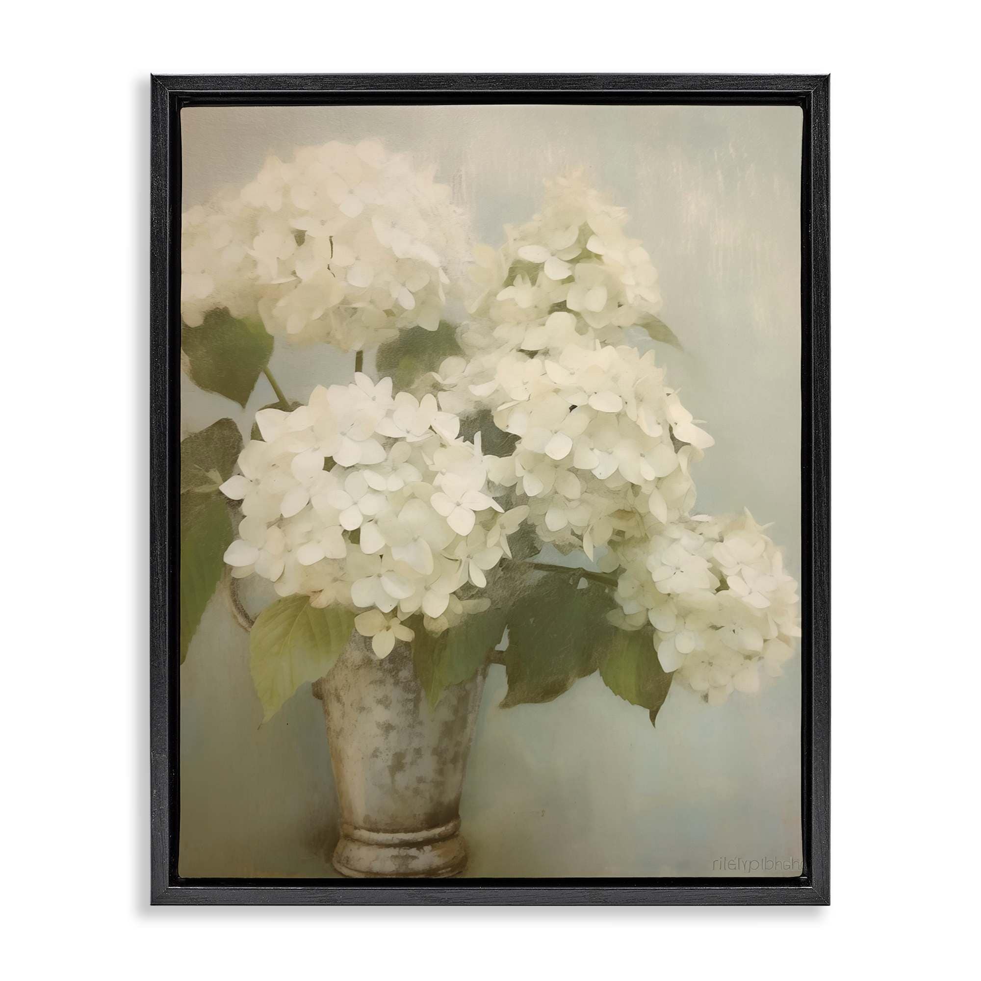 Stupell Industries BT-853-FFB-16X20 Faded Country Hydrangeas Black Framed Floater Canvas Wall Art By Arlington Prints 17 x 21