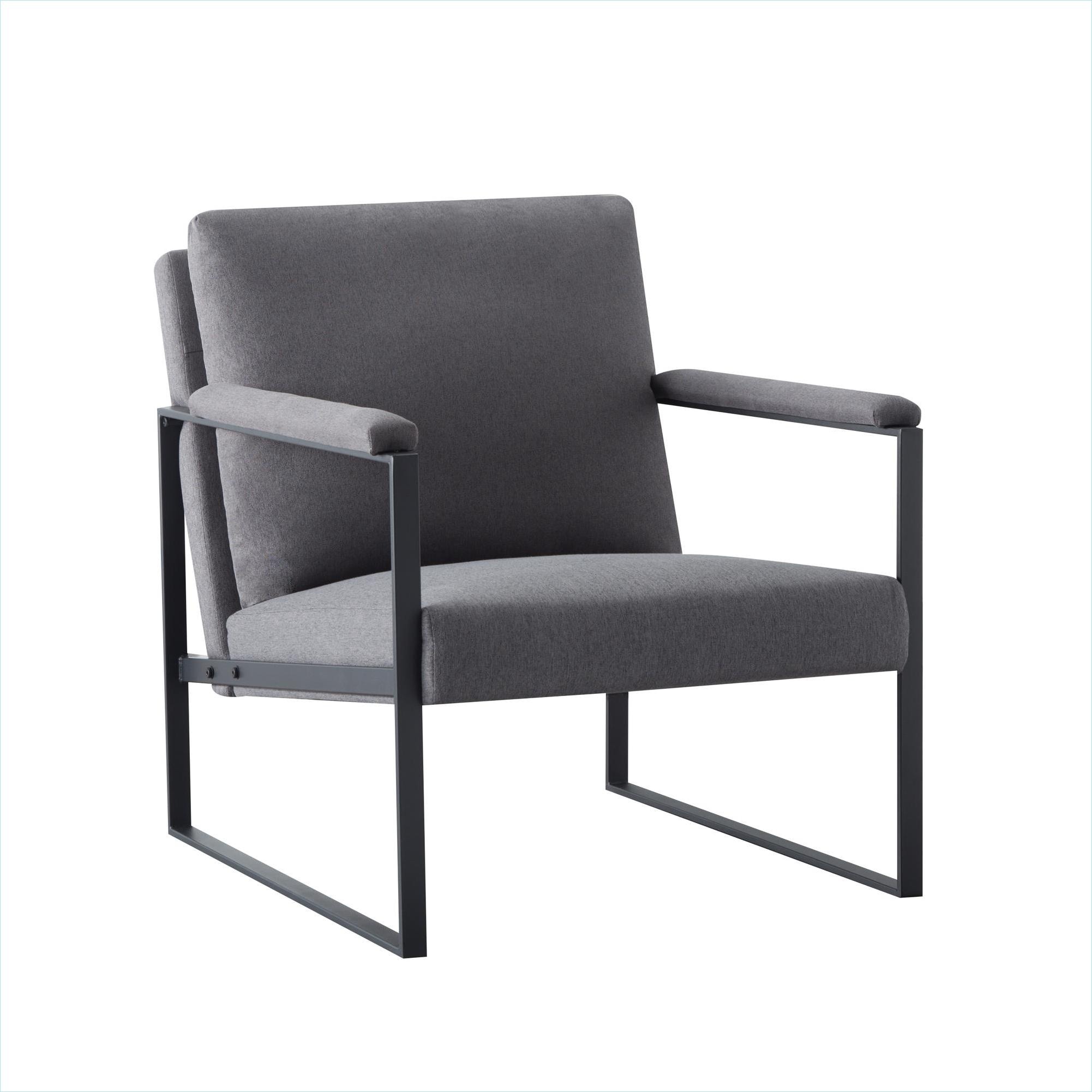 Watnature Neutral Gray Metal Frame Accent Chair 26.8 Inch Padded Side ...