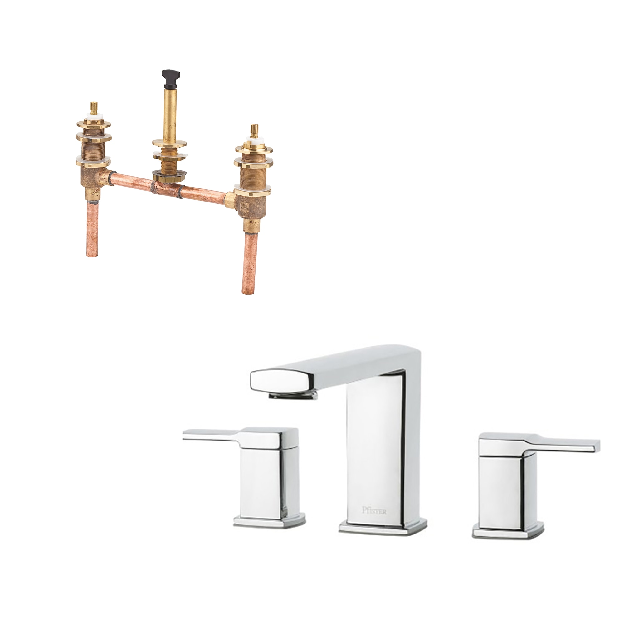 Pfister RT6-5DAC-0X6-050R-L Deckard Polished Chrome 2-handle Deck-mount Roman Low-arc Bathtub Faucet ( Valve Included )