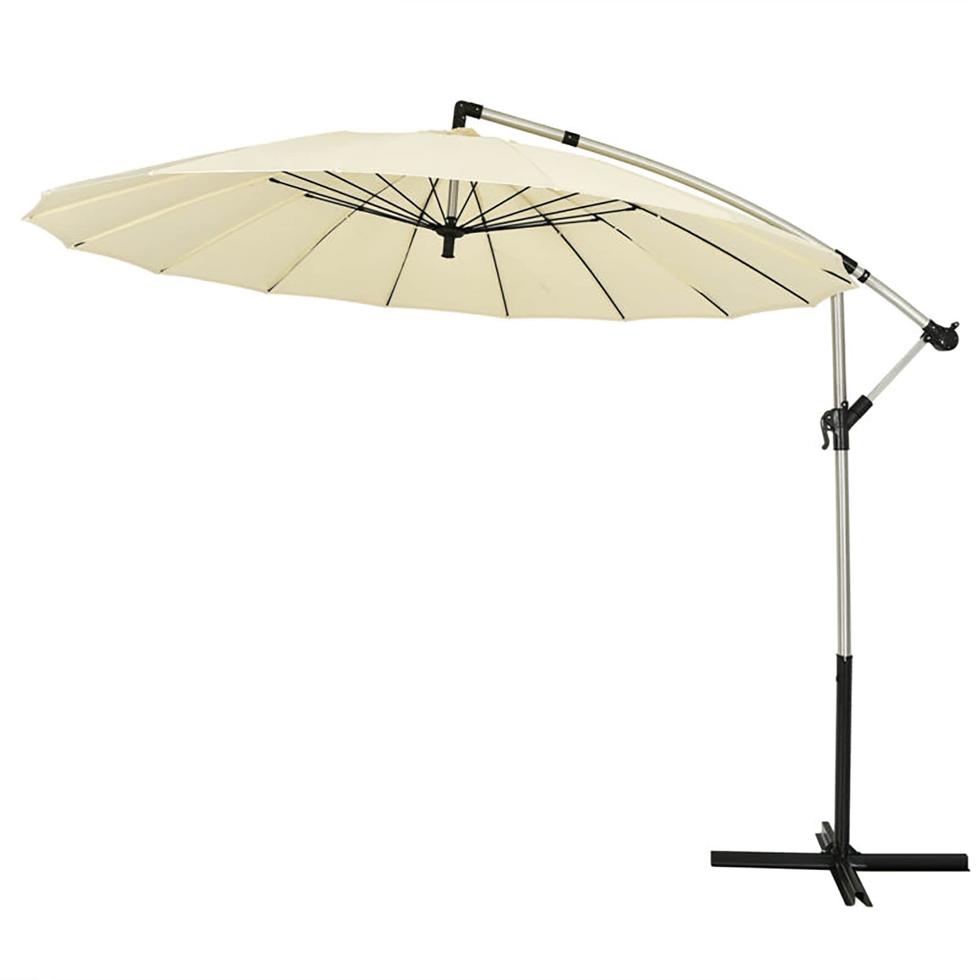 CASAINC FM-001NY 10.00-Feet Aluminum Off-white Crank Offset Patio Umbrella