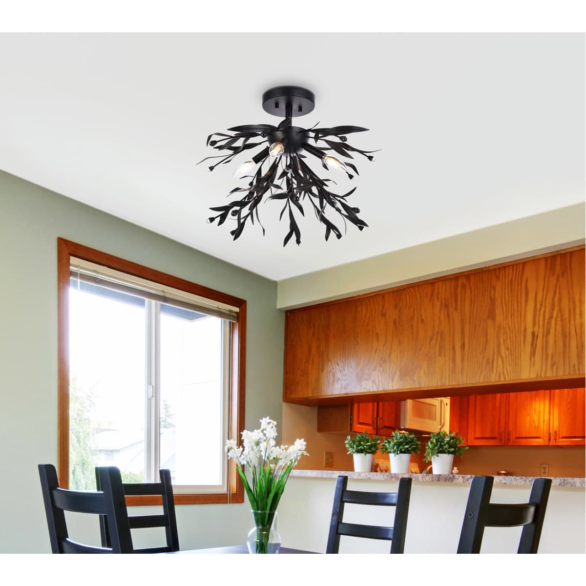 Elegant Lighting Living District LD810F19BK Priscilla 4 Light 185 inch ...