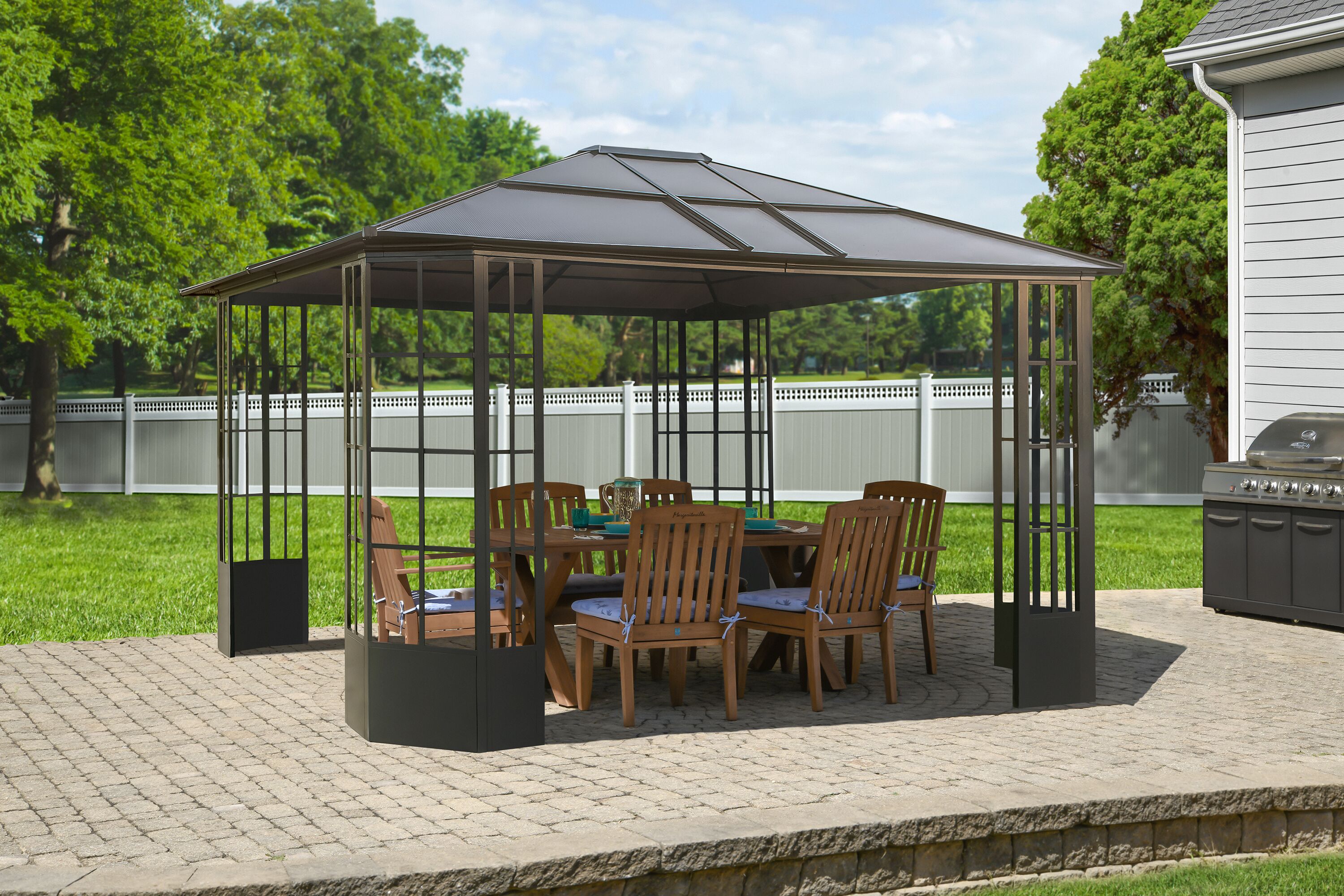 Sojag 12-ft x 14-ft Savino Rectangle Black Metal Polycarbonate Roof ...