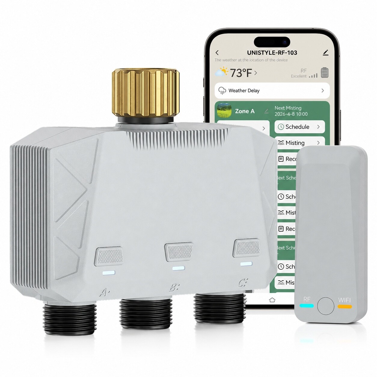 Anqtovp  WiFi Sprinkler Timer 3 Zone Smart Water Timer for Garden Lawn Brass Inlet Alexa Google Voice Control App Auto Manual Rain Delay