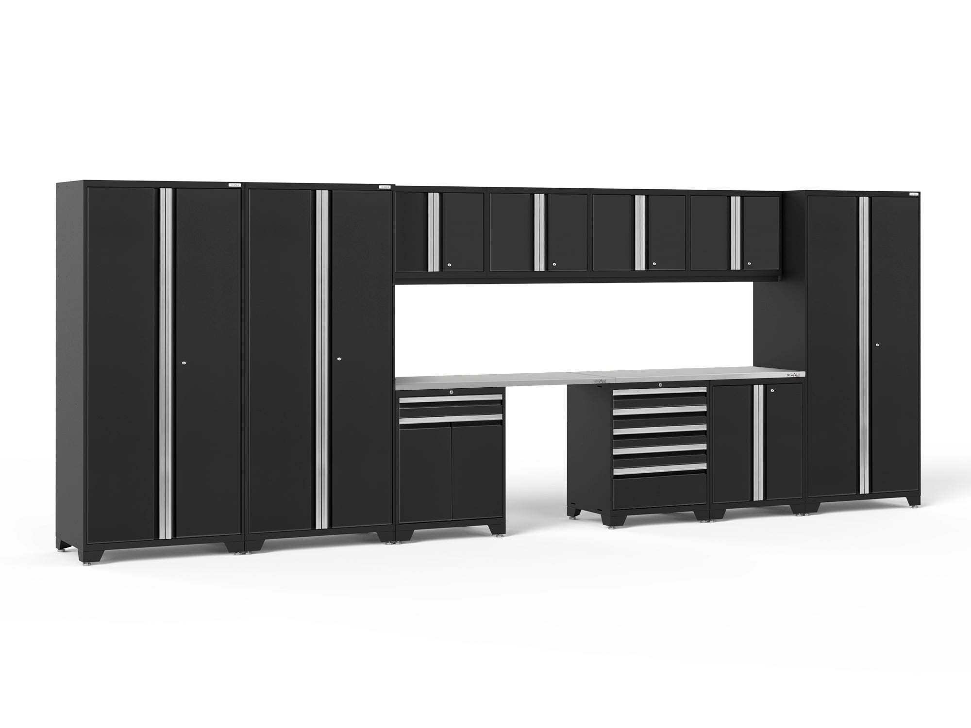 NewAge Products 64294 220-in W x 84.75-in H x 24-in D 10 -Cabinets Steel Black Garage Storage System