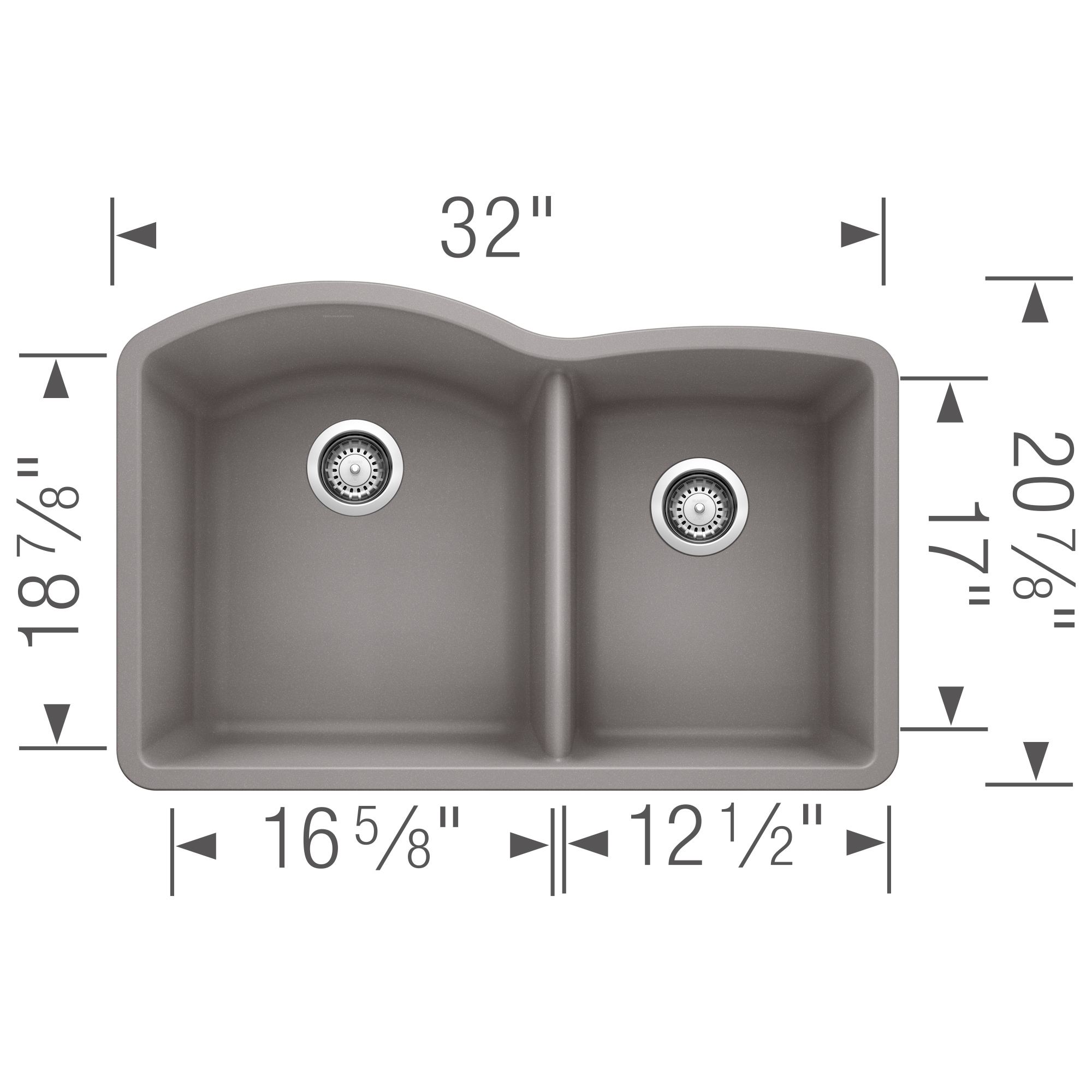 Blanco Diamond Silgranit Undermount 32 07 In X 20 92 In Metallic Gray   64130071 