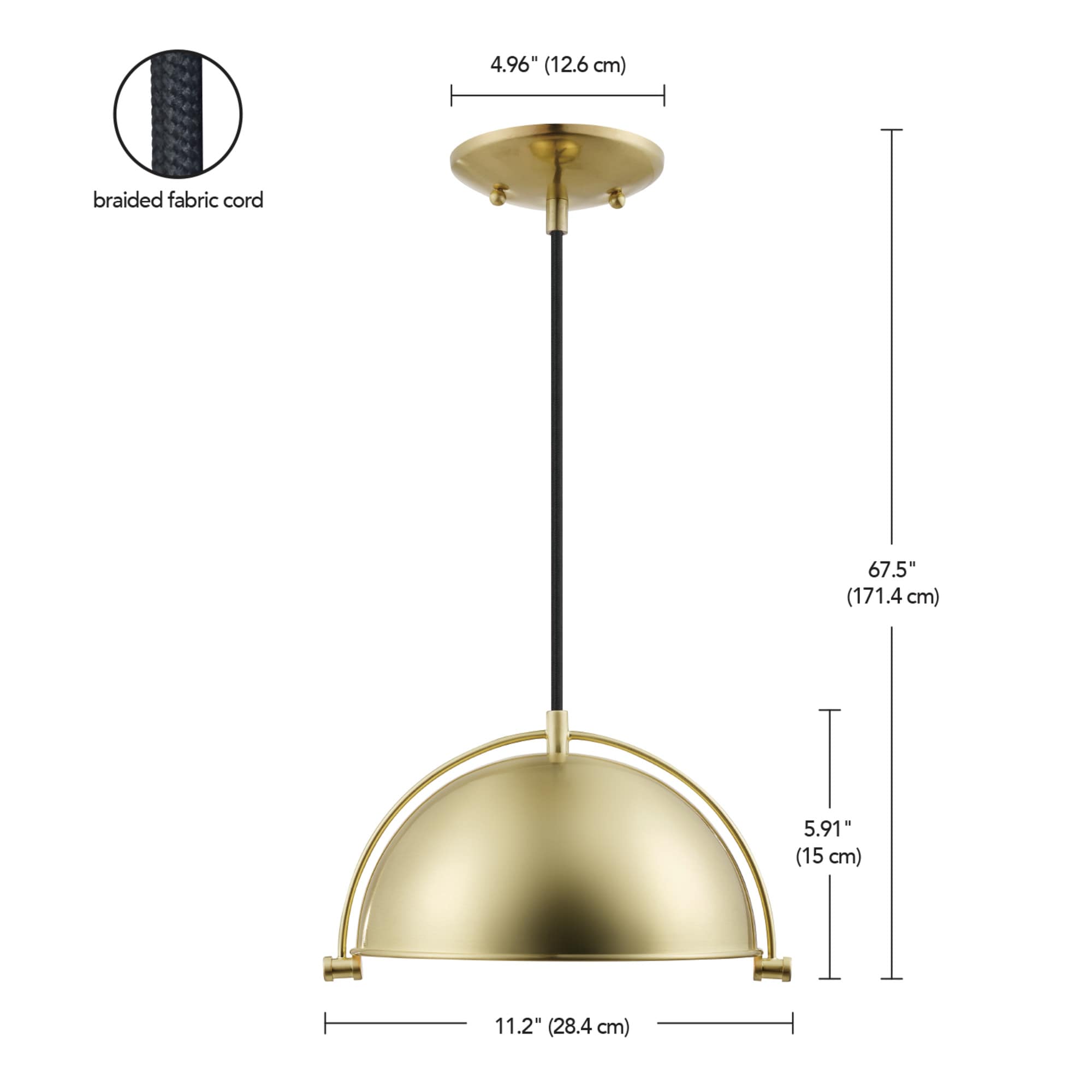 Dolores Matte Brass Glass Bowl Pendant Light with LED Bulb