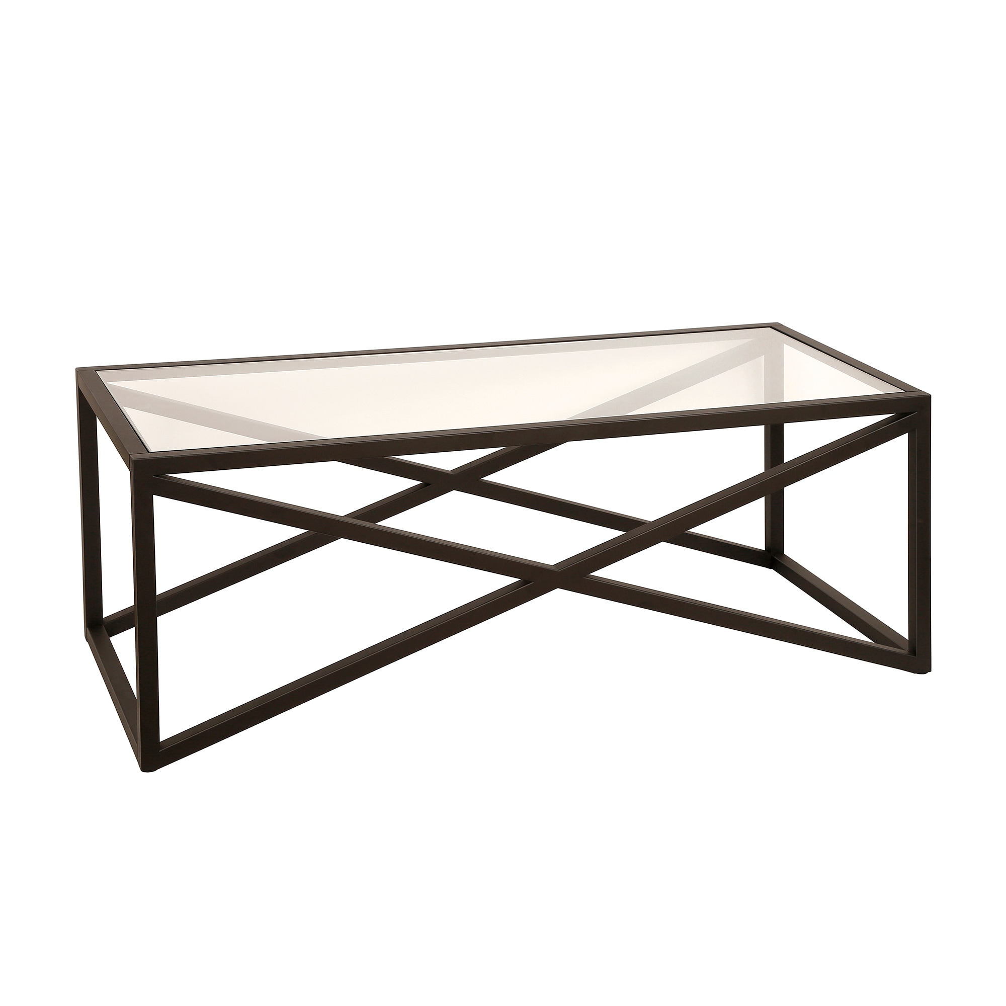 Urban Geometric 46" Blackened Bronze Glass Coffee Table