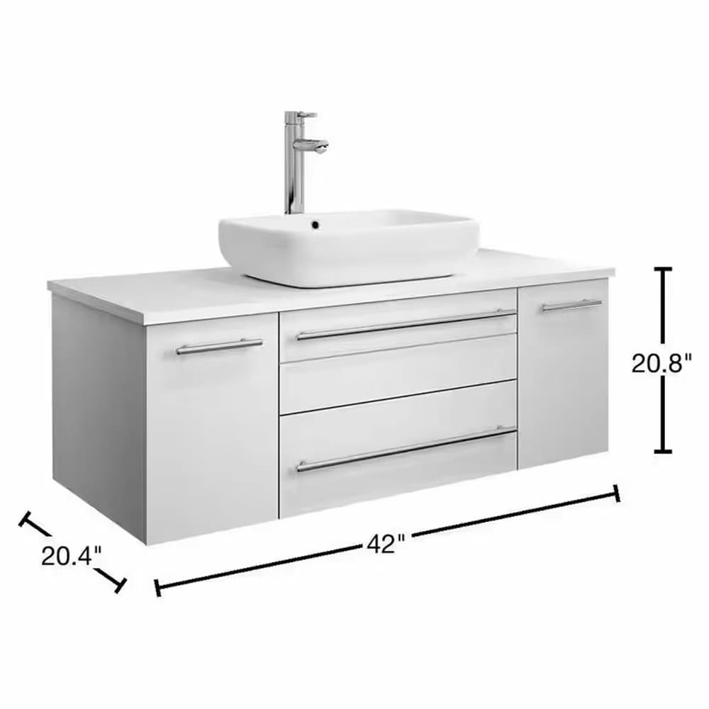 Fresca Lucera 42-in White Single Sink Floating Bathroom Vanity with ...