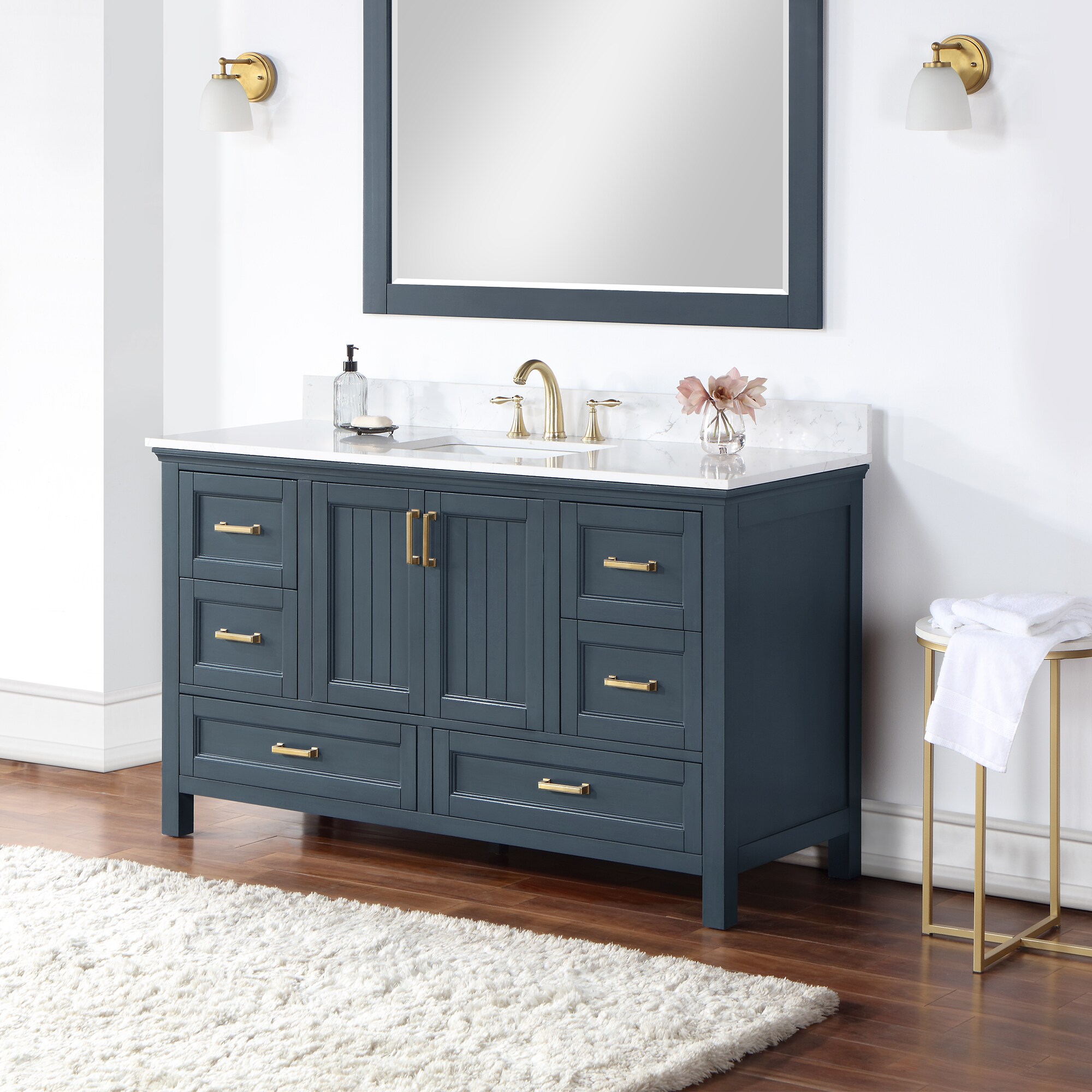 Altair Isla 60-in Classic Blue Undermount Single Sink Bathroom Vanity ...