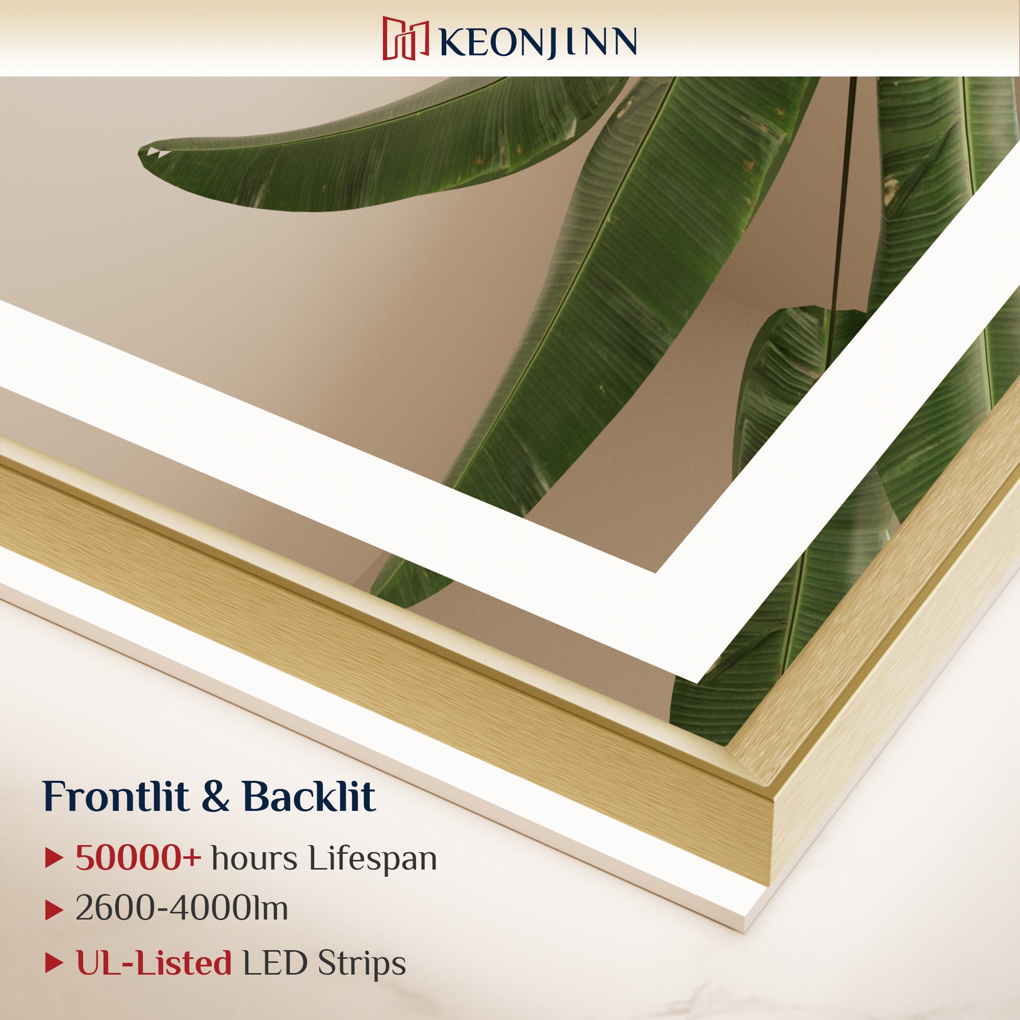 Keonjinn LW-BM66-6181-GD Framed-Bath-Mirrors - View #3