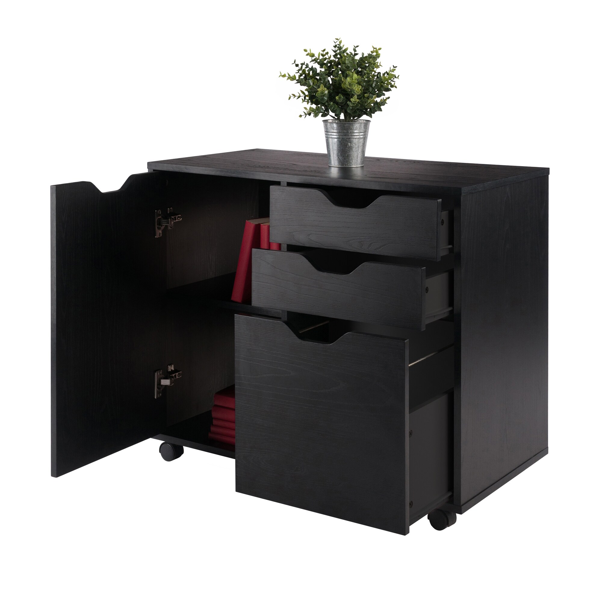 Halifax Black Mobile Filing Cabinet with 2 Drawers and Lock