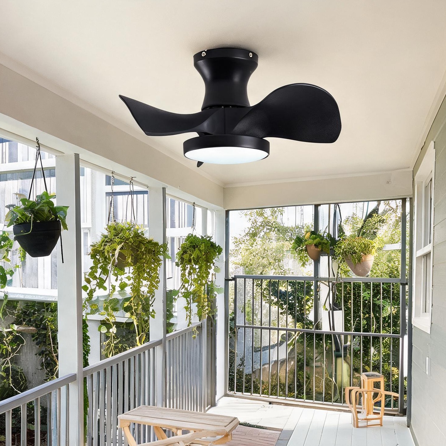 chillscreamni Ceiling Fan with LED Light in Classic Black Quiet DC Motor Small Spaces