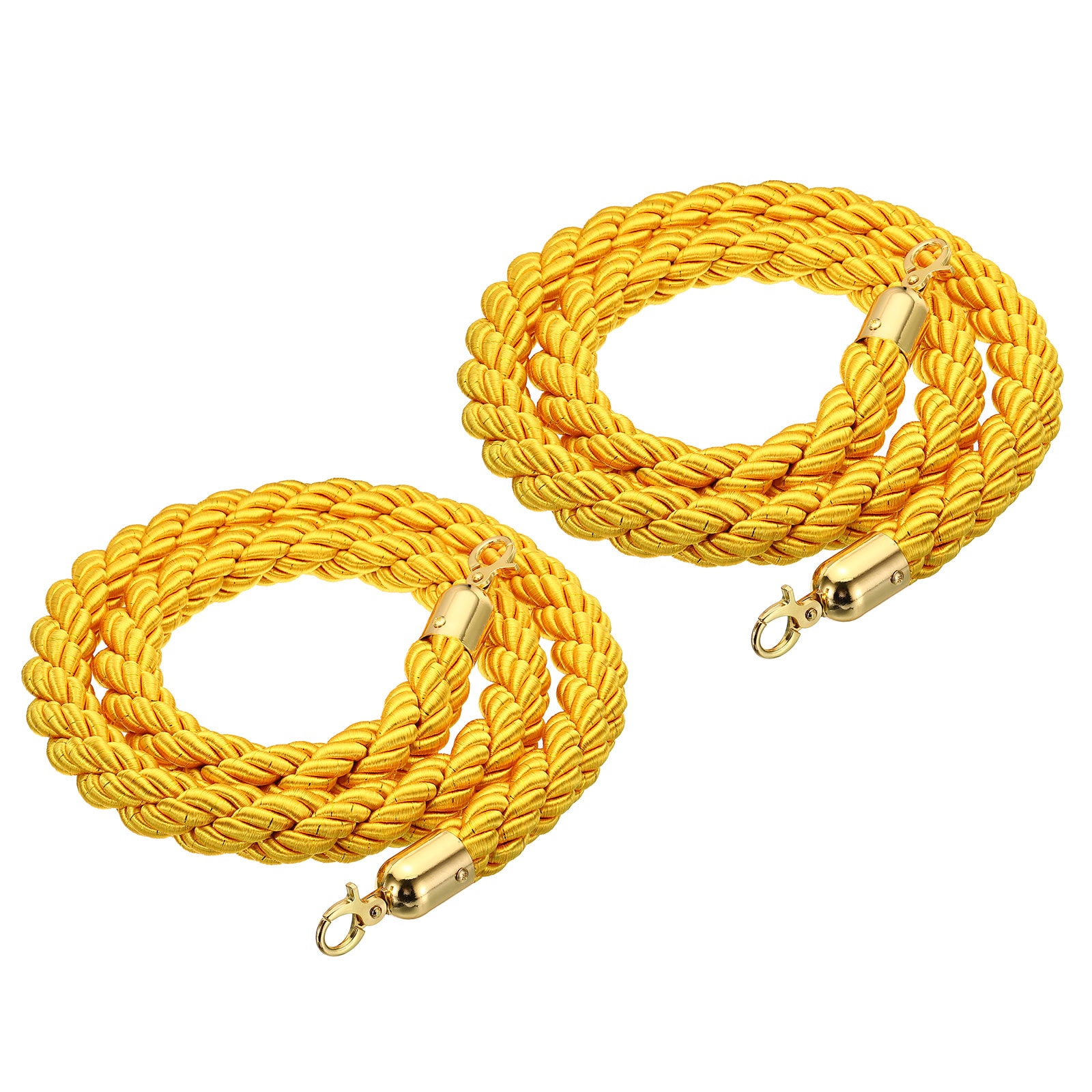 PATIKIL Stanchion Rope 2pcs 1.5m/5Ft Barrier Rope Twisted Post Ropes with Snap Hooks for Posts Stands Queue Divider Crowd Control of Hotel Yellow Golden #S26050700UX8762