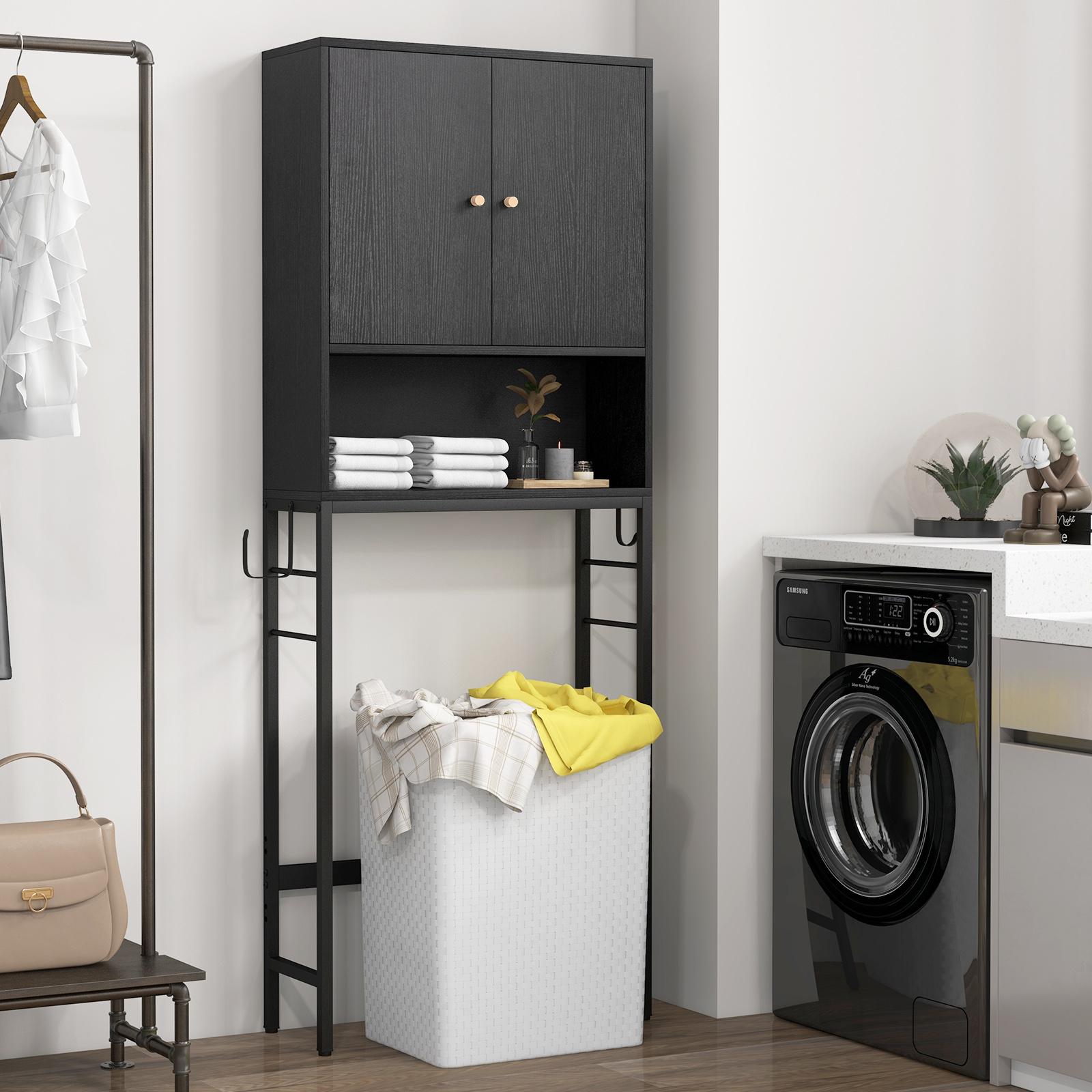 BABOOM Over The Toilet Storage Cabinet with 2 Doors 2 Side Hooks and Adjustable Shelf #BMMP-8181DK-BA