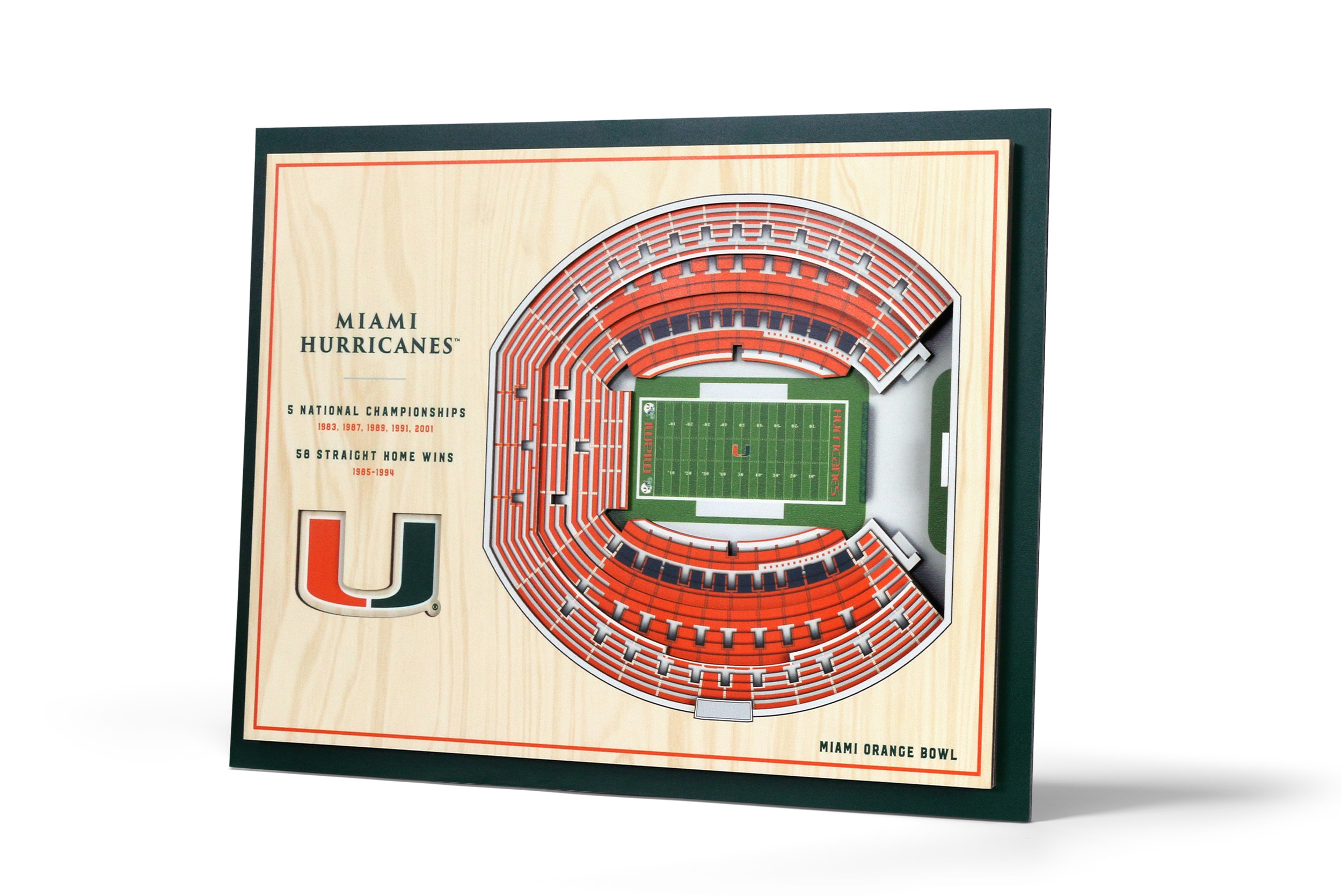 StadiumViews Miami Hurricanes Youthefan Team Colors Floater Frame 13-in ...