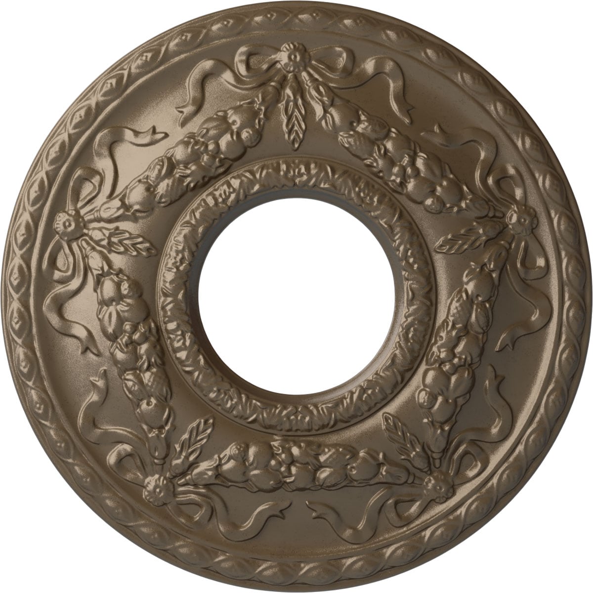 Ekena Millwork CM26HUWSS Hurley 22.125-in W x 22.125-in L Painted Warm Silver Polyurethane Whole Ceiling Medallion