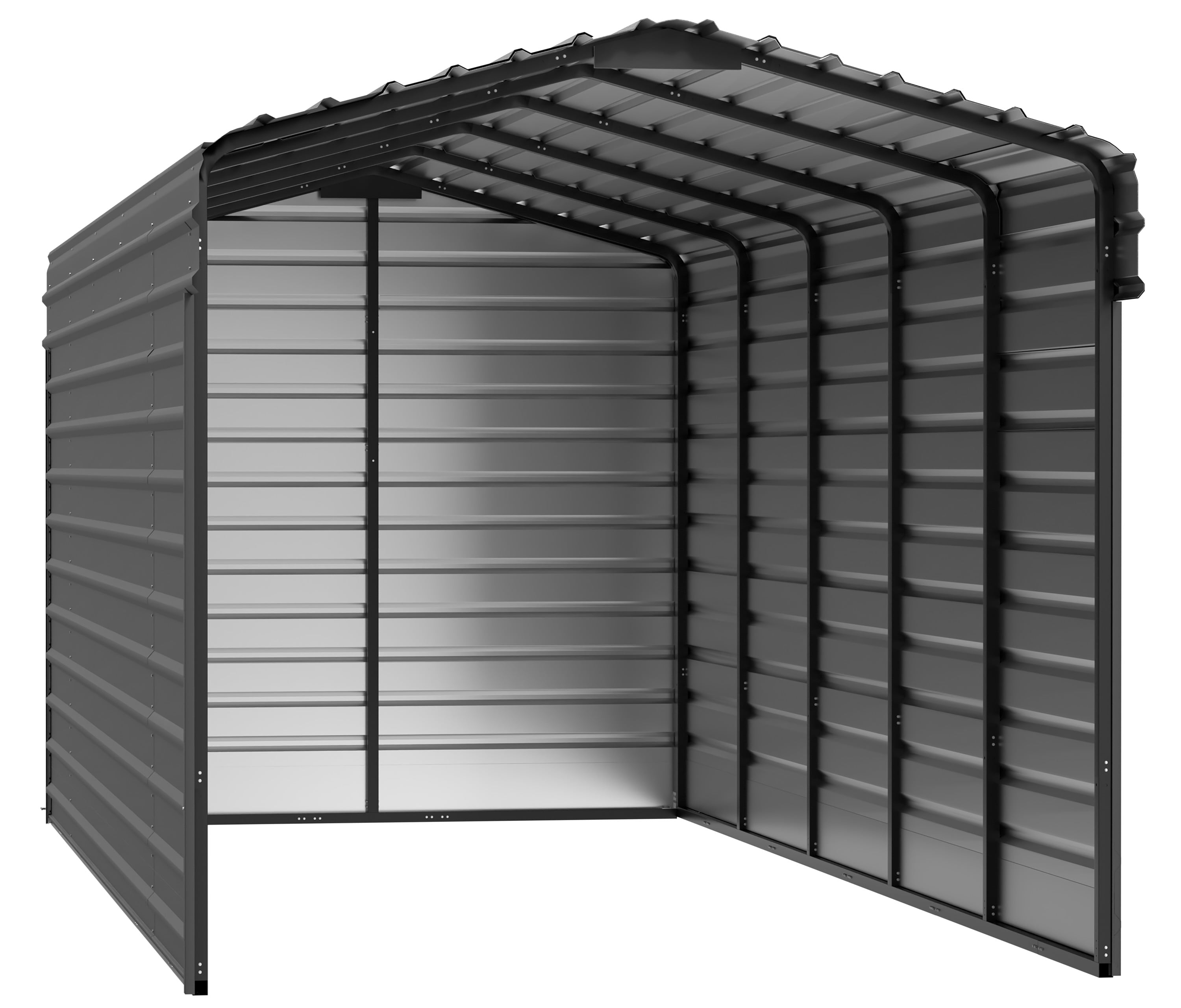 Arrow CPHC102409ECL3 10-ft W x 24-ft L x 9-ft H Charcoal with 3 Wall Kits Metal Carport with Metal Roof