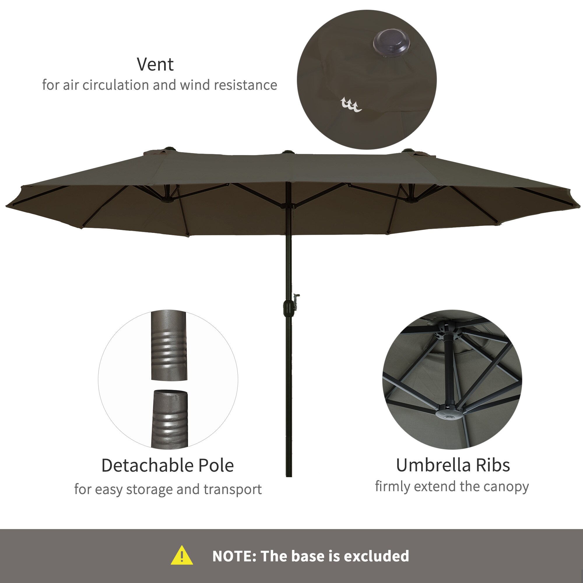 Outsunny 84D-030V01GY Umbrellas-2 - View #6