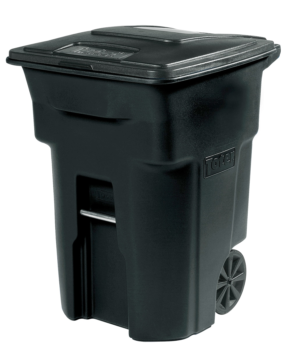 Toter 96-Gallons Black Plastic Wheeled Trash Can with Lid Outdoor