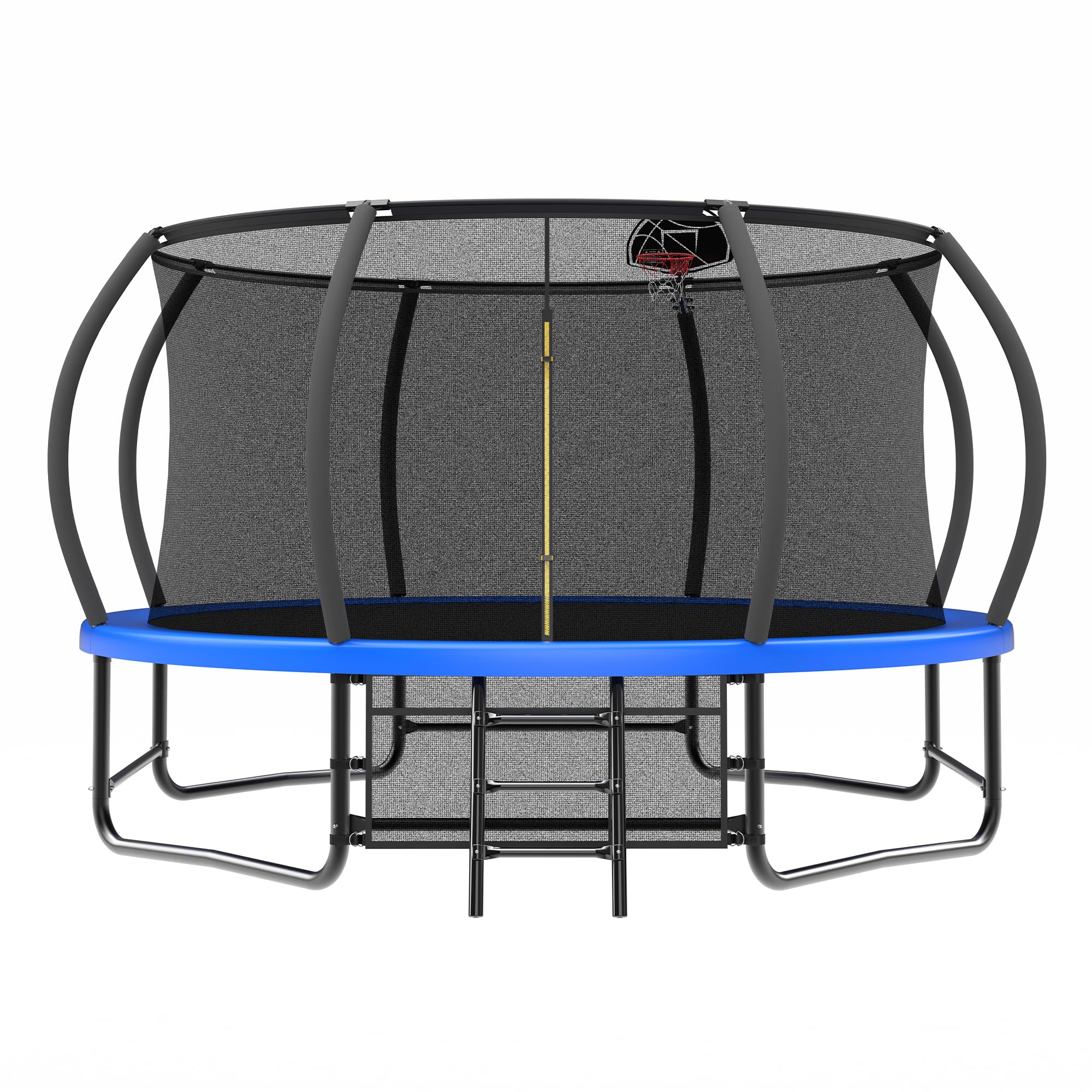 Mersco - 14FT Blue Pumpkin Trampoline with Basketball Hoop AND Storage Bag Enclosure Trampolines ...