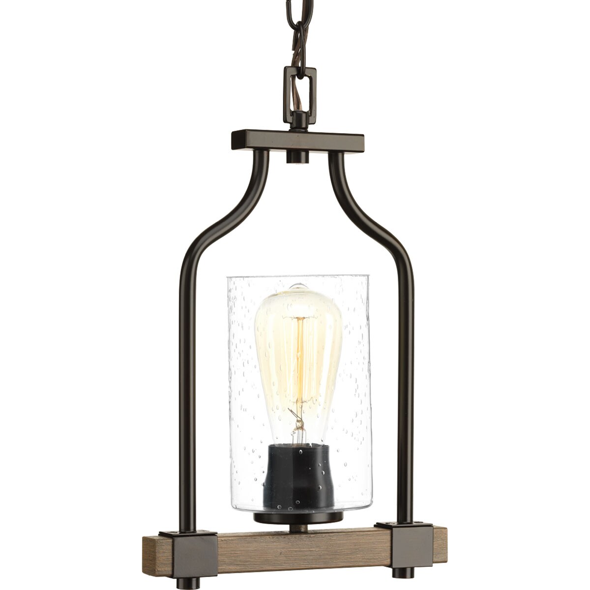 Old Bronze Transitional Seeded Glass Lantern Pendant Light