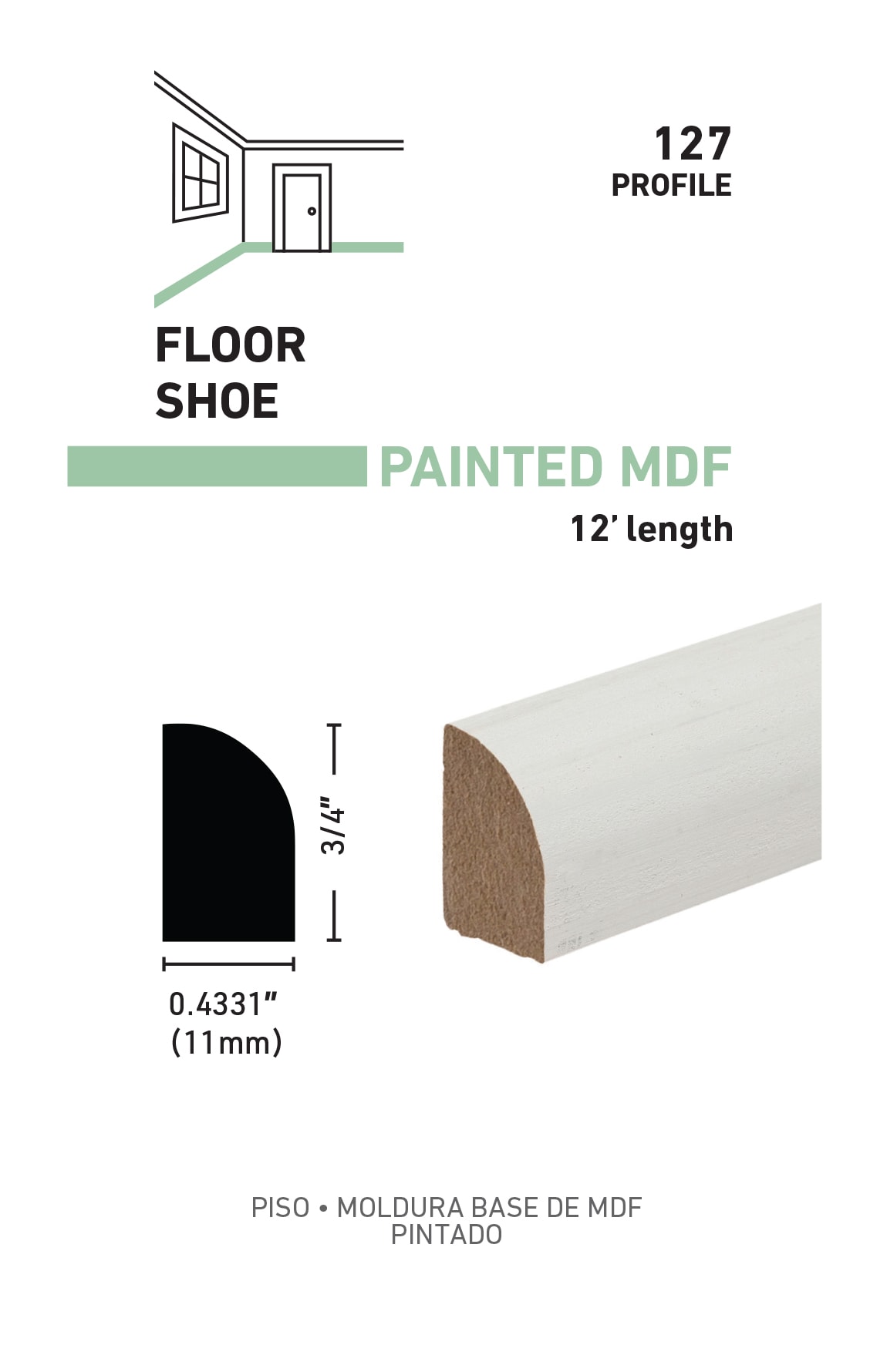 allen + roth L041275W12 Quarter-Round-Moulding - View #3