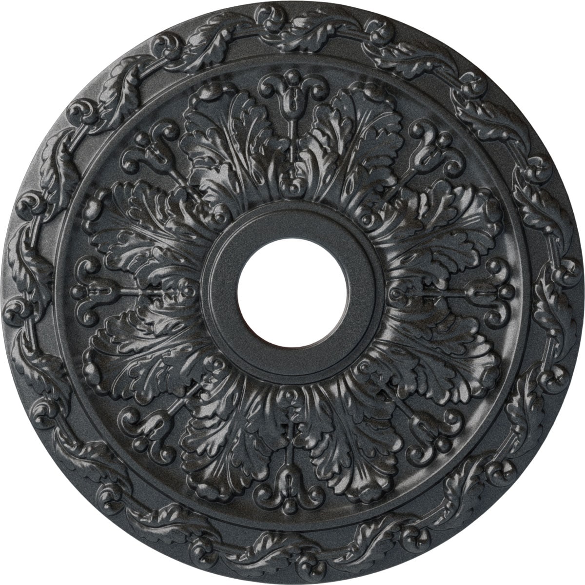 Ekena Millwork CM19SPPES Spring Leaf 19.875-in W x 19.875-in L Painted Pewter Polyurethane Whole Ceiling Medallion