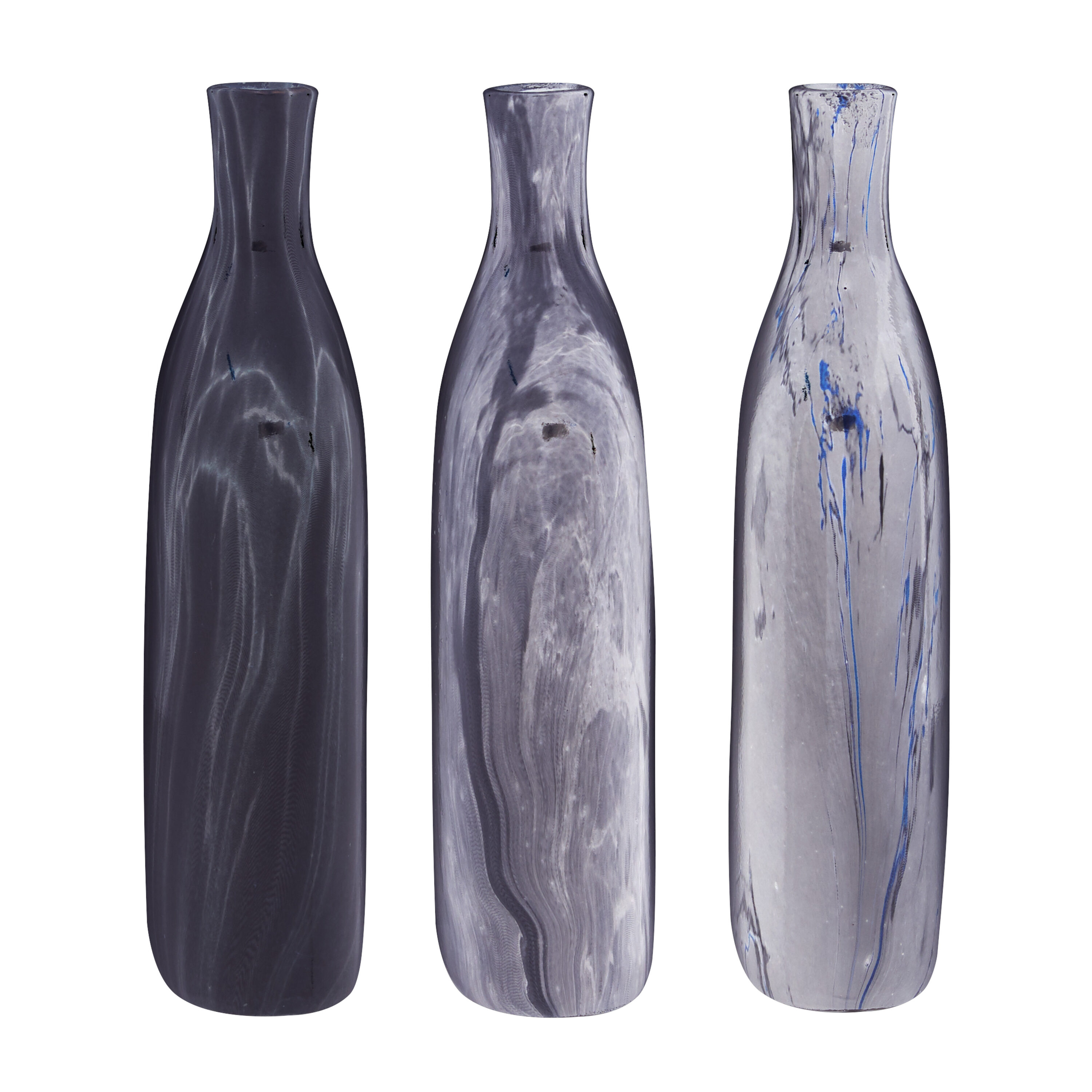 Gray Faux Marble Ceramic Decorative Vase Set, 6" x 3" x 13"