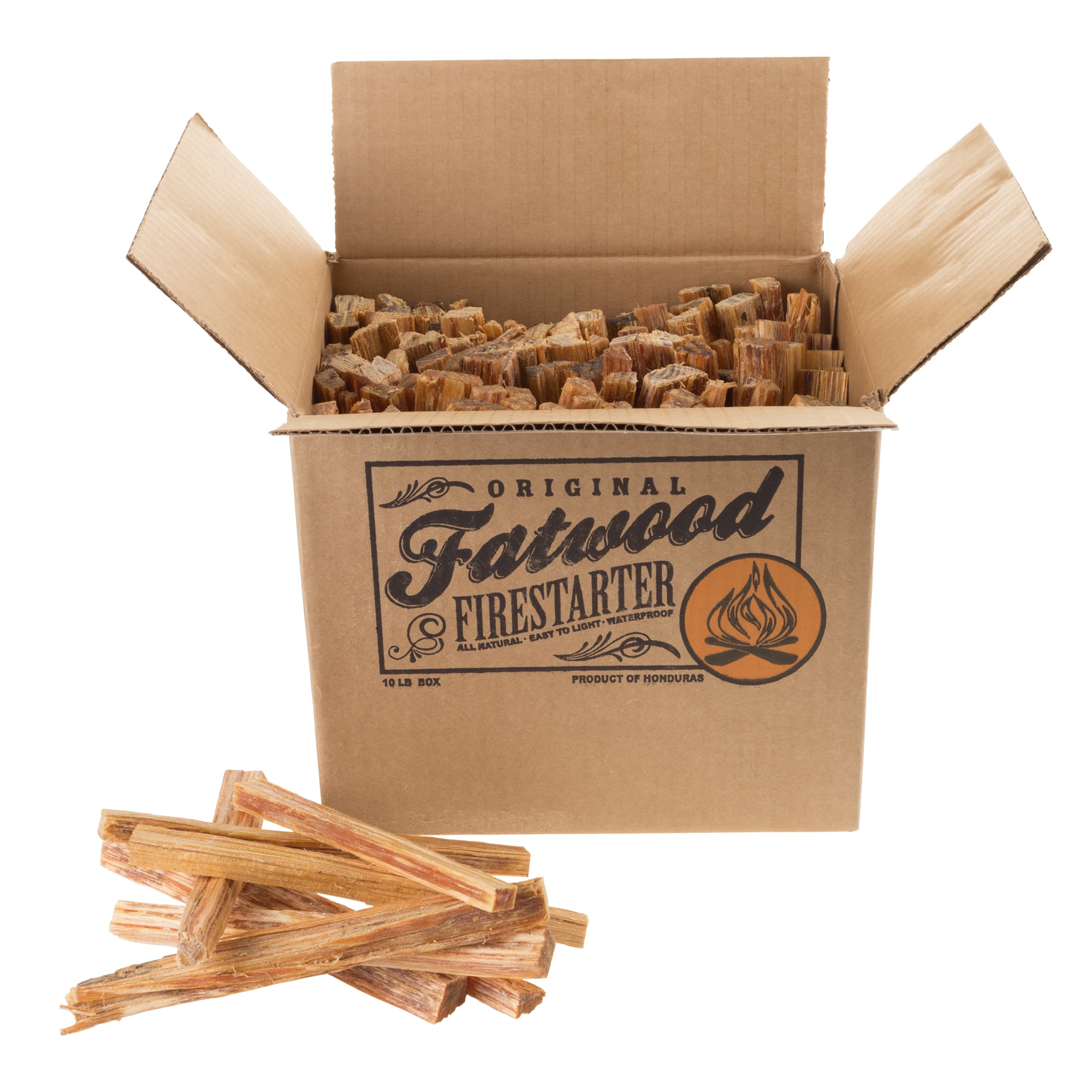 Nature Spring 625125GYK 10lb Box of Fatwood Firestarter Kindling Sticks 10-lb Natural Firestarter