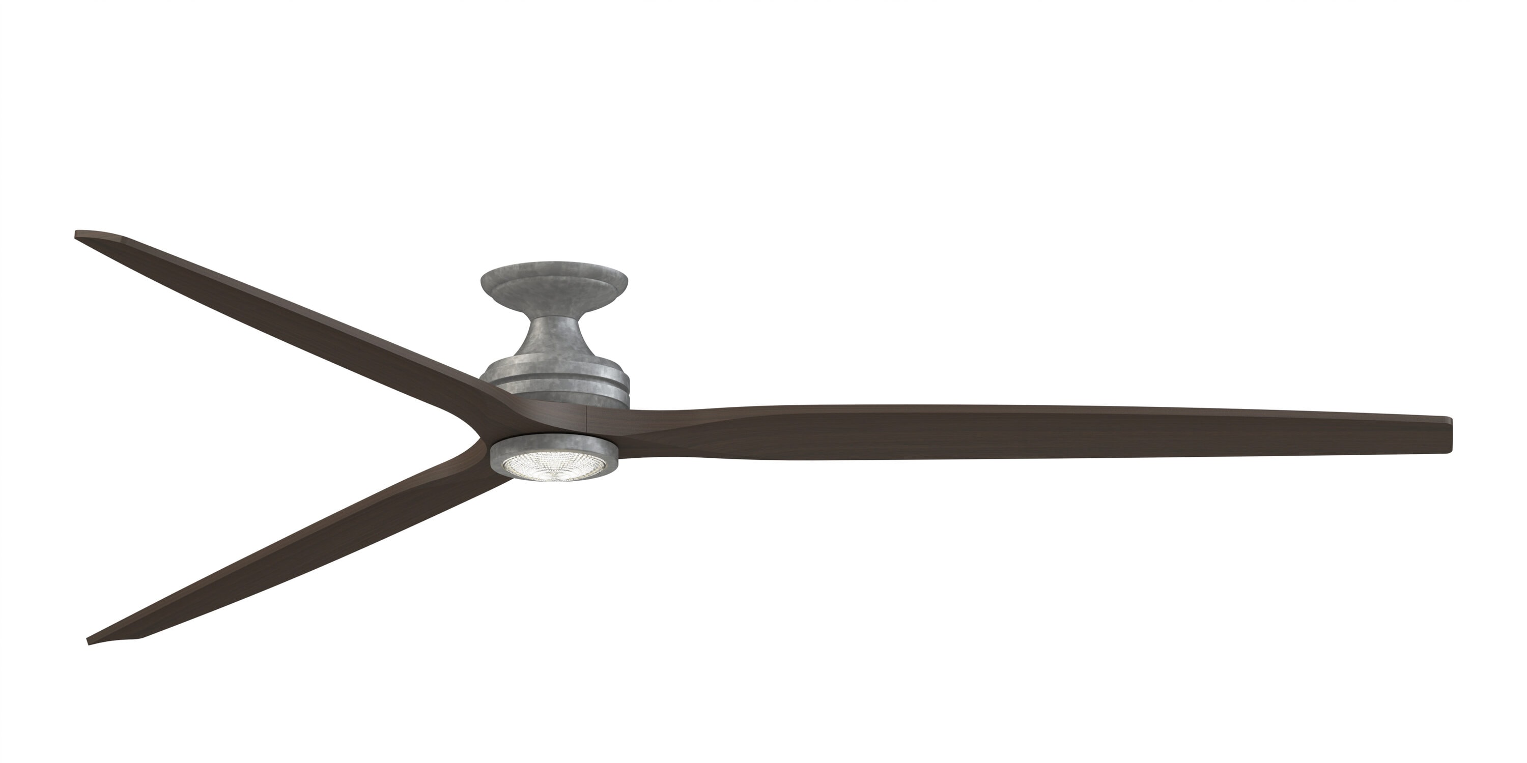 Fanimation Spitfire 96-in Galvanized with Dark Walnut Blades Color-changing Integrated LED Indoor/Outdoor Flush Mount Smart Propeller Ceiling Fan with Light and Remote (3-Blade) FPD6721BGZ-96DWALKF Sansujyuku sansujyuku.com