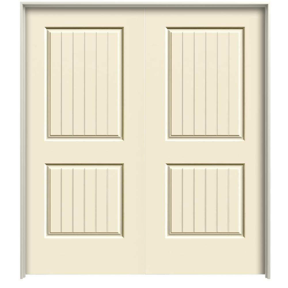 RELIABILT LO1001973 Corvado 56-in x 80-in Cream-n-sugar 2-panel Square Hollow Core Prefinished Molded Composite Inswing/Outswing Prehung Interior Door