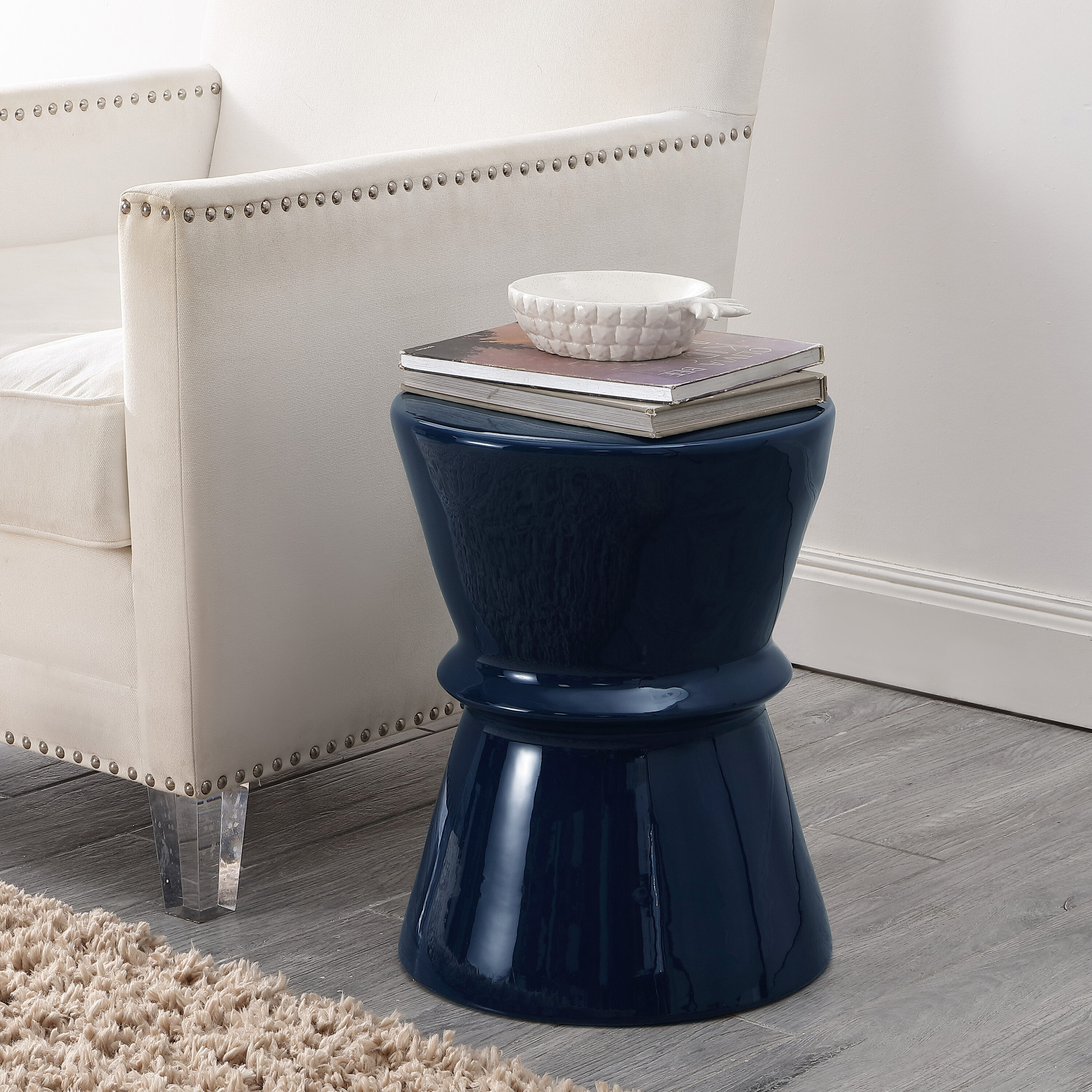 Safavieh  Savello 18 Inch Navy Ceramic Garden Stool