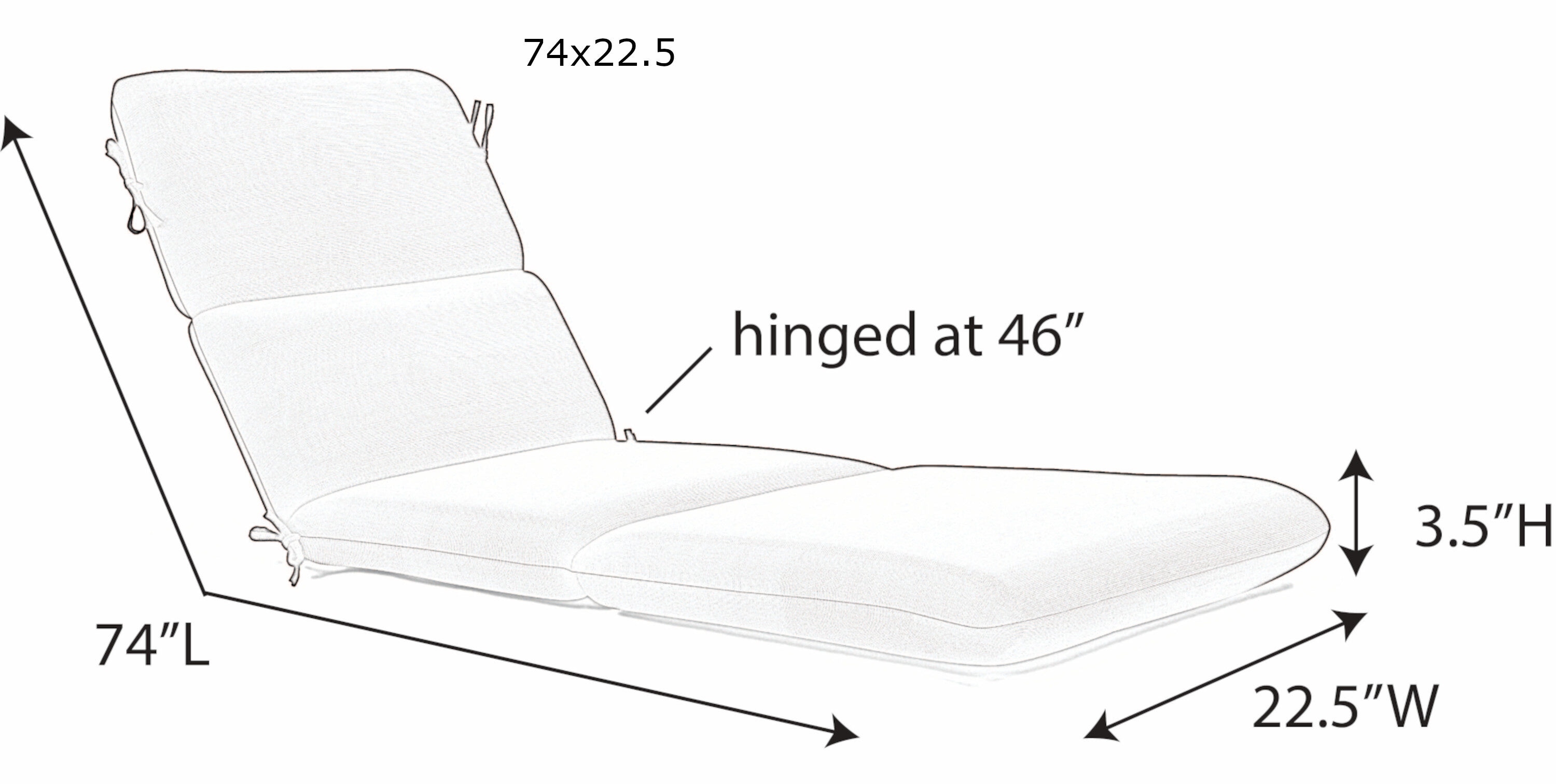 Sunbrella Cast Ash Outdoor Chaise Lounge Cushion, 74"