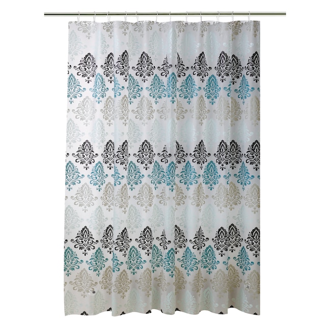 Patterned Shower Curtain, Turquoise Black And White Shower Curtain