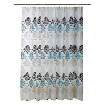 Patterned Shower Curtain, Gray Turquoise Shower Curtains