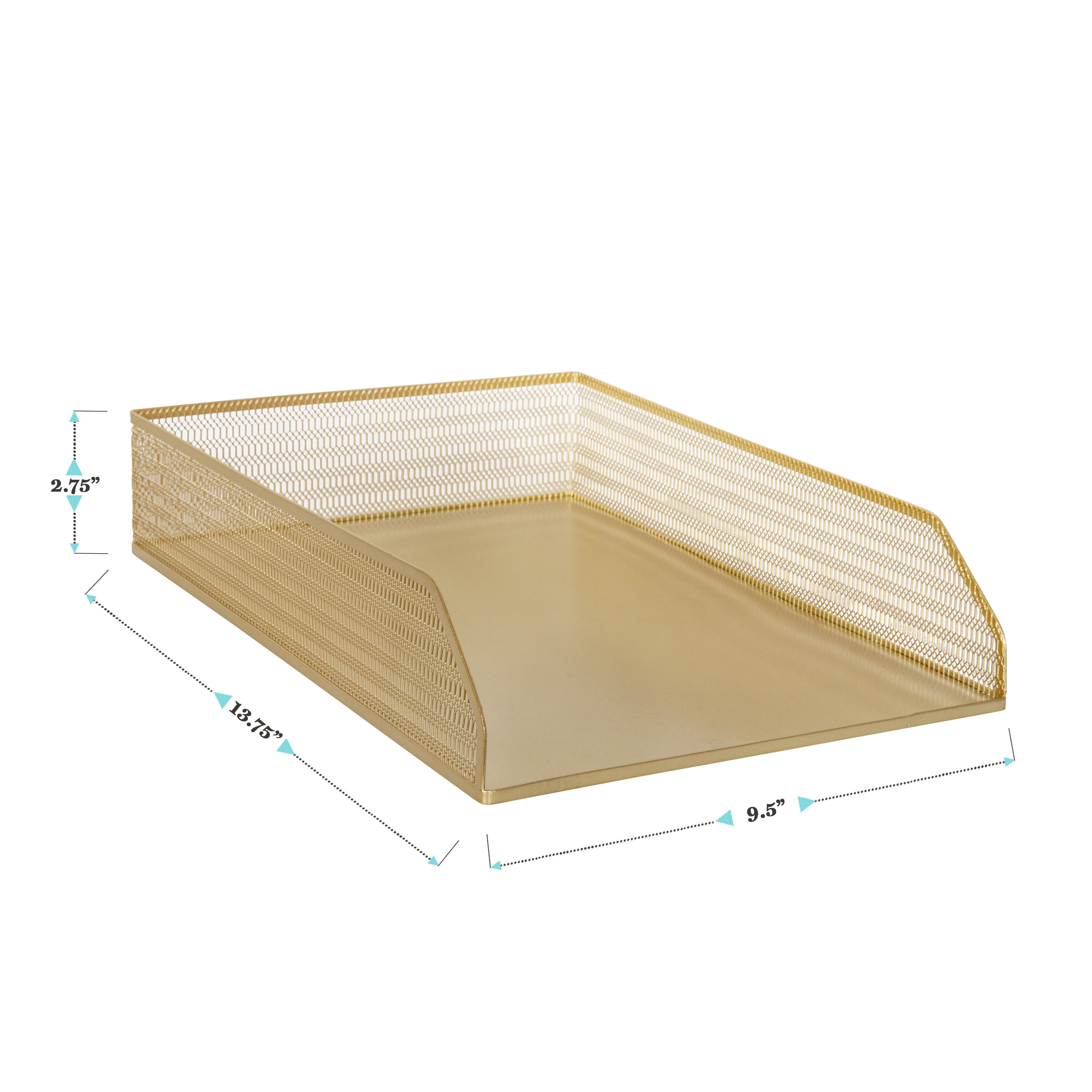 Gold Mesh Metal Paper Letter Inbox Tray Set