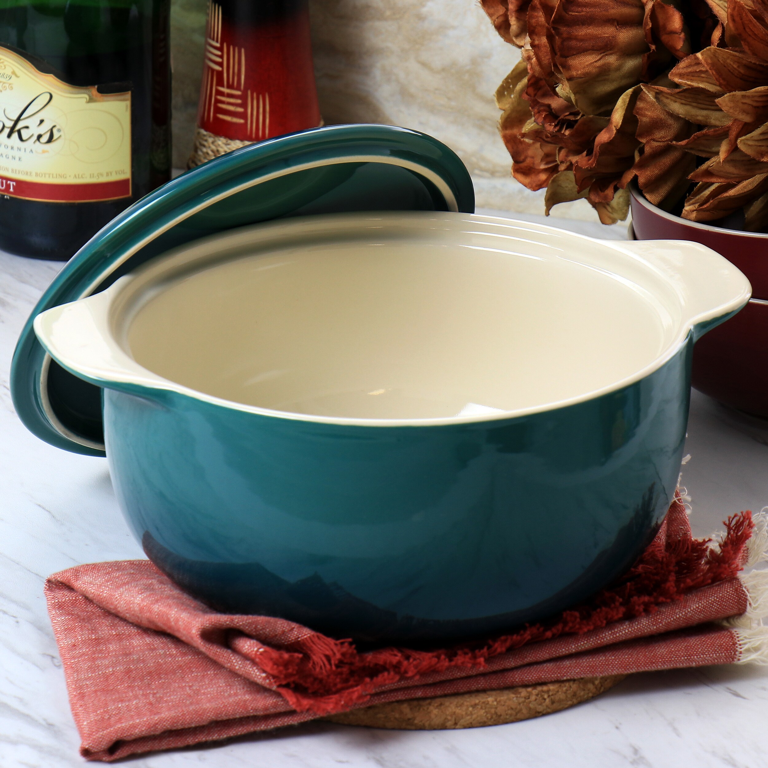 Crock-pot Artisan 1.25-Quart Stoneware Rectangular Bake Pan, Gradient Teal