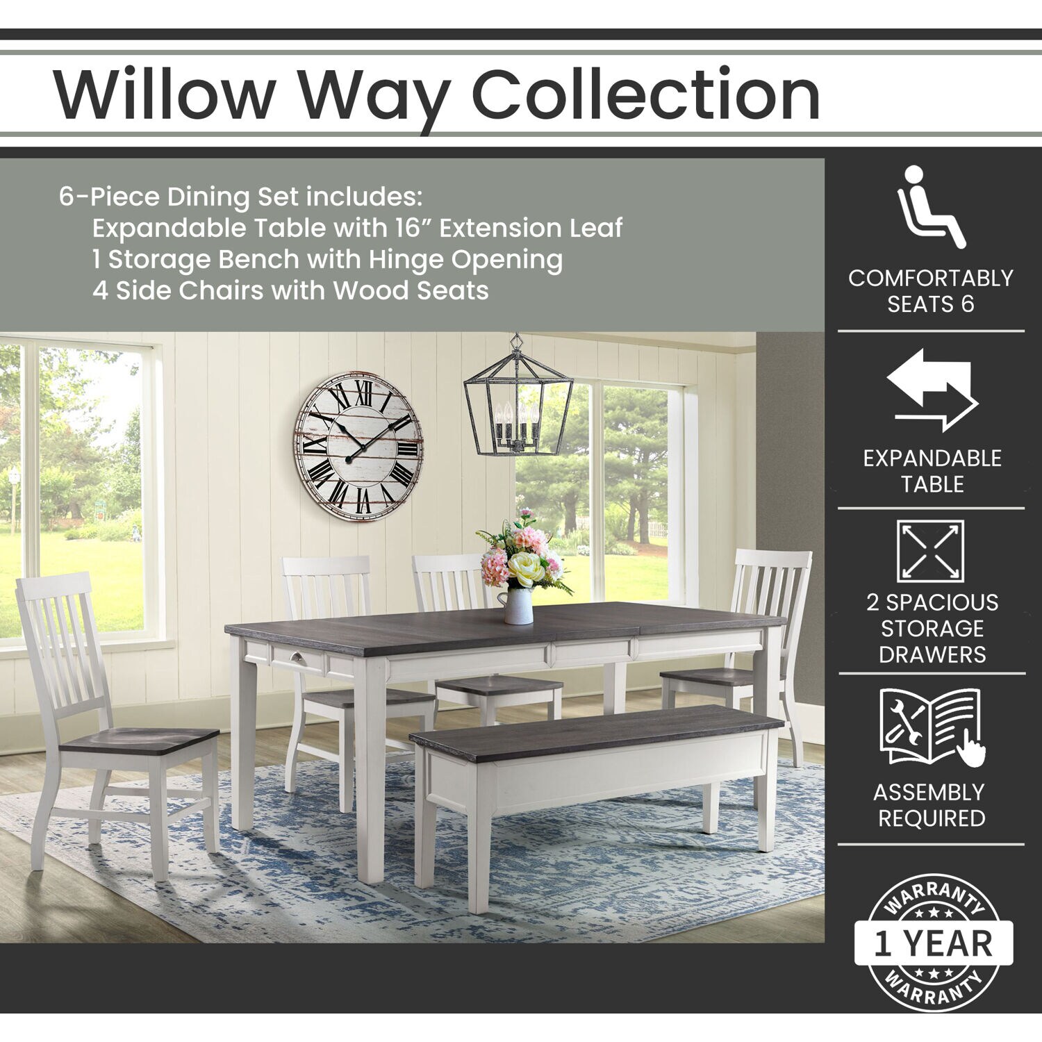 Hanover HDR009-6PC-WH Dining-Sets - View #2