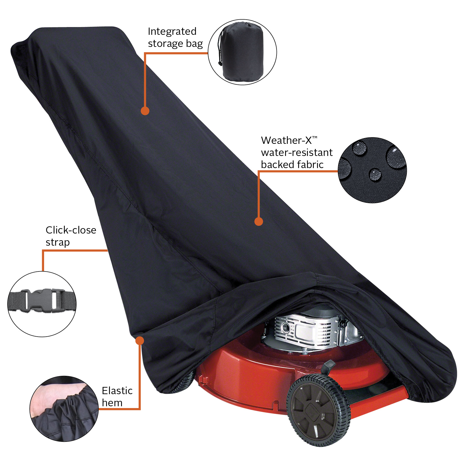 Classic Accessories 84.5-in L x 25-in W x 26.5-in H Black Walk Behind Mower  Cover in the Power Equipment Covers department at