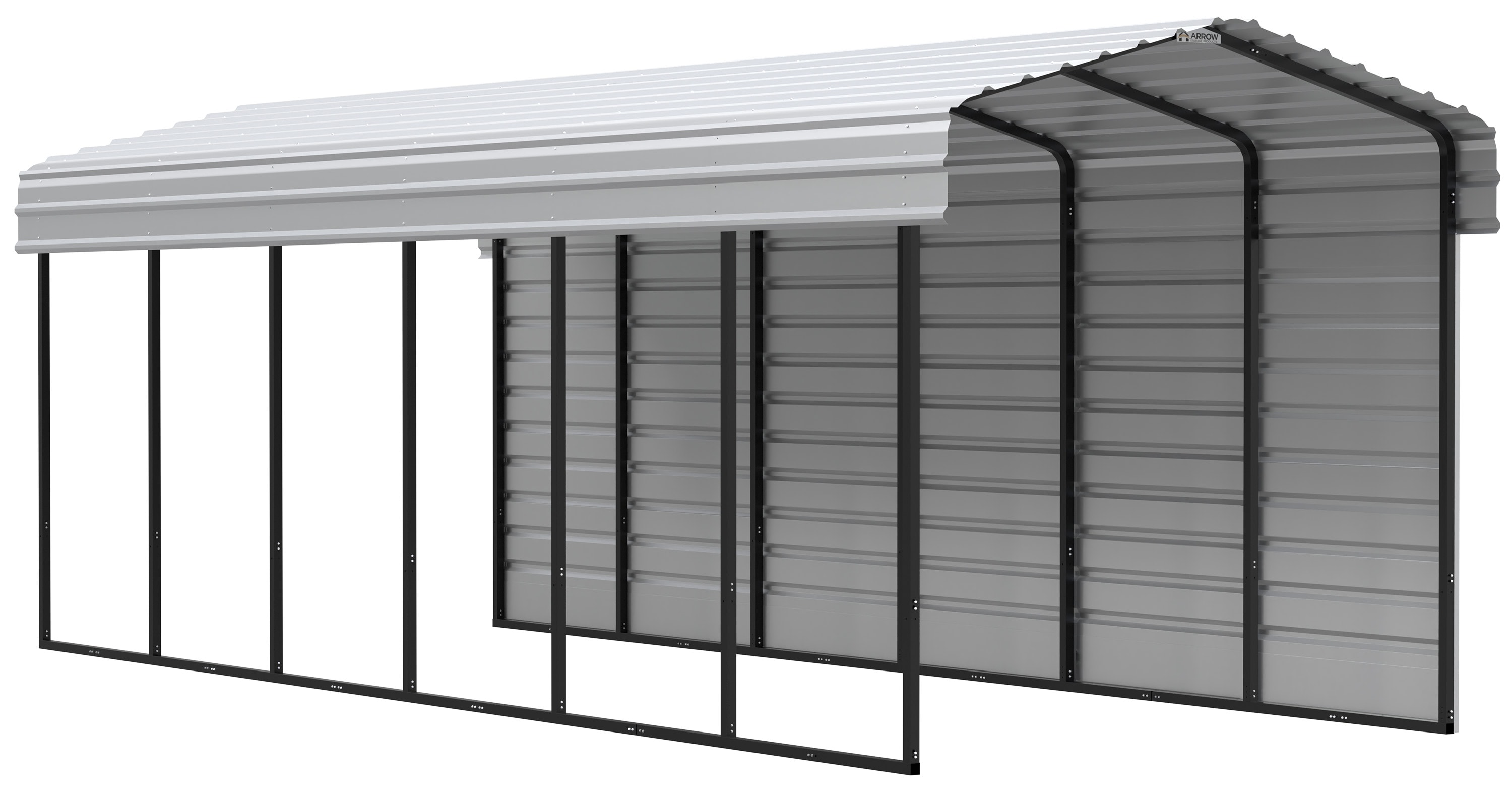 Arrow CPH102909ECL1 10-ft W x 29-ft L x 9-ft H Eggshell with 1 Side Wall Kit Metal Carport with Metal Roof