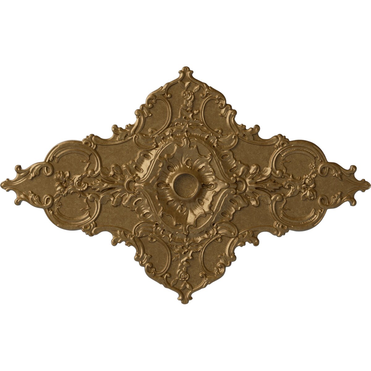 Ekena Millwork CM70X43MLPAS Melchor Diamond 67.25-in W x 43.325-in L Painted Pale Gold Polyurethane Whole Ceiling Medallion