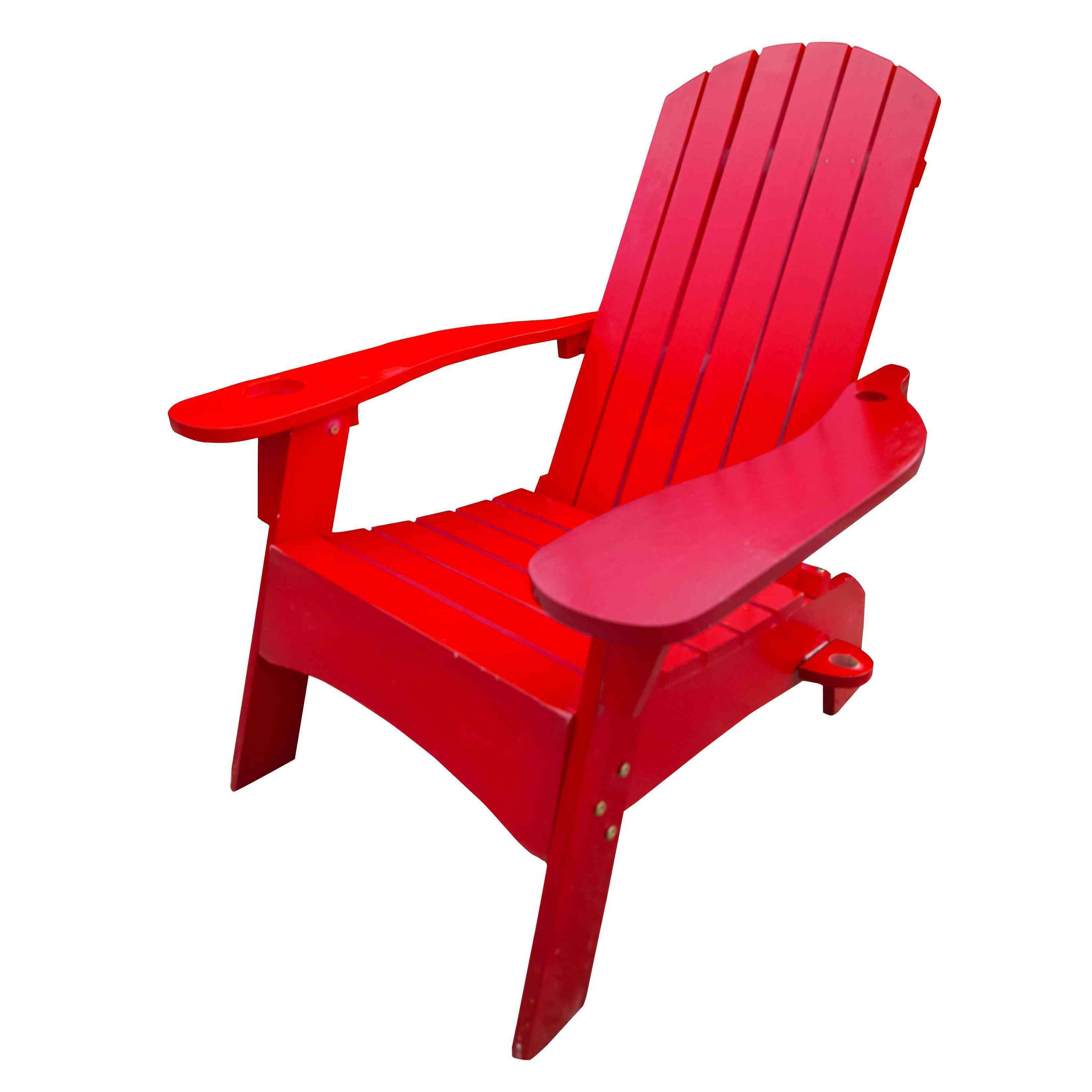 Flynama J-V-43730 Red Wood Frame Stationary Adirondack Chair with Solid Seat
